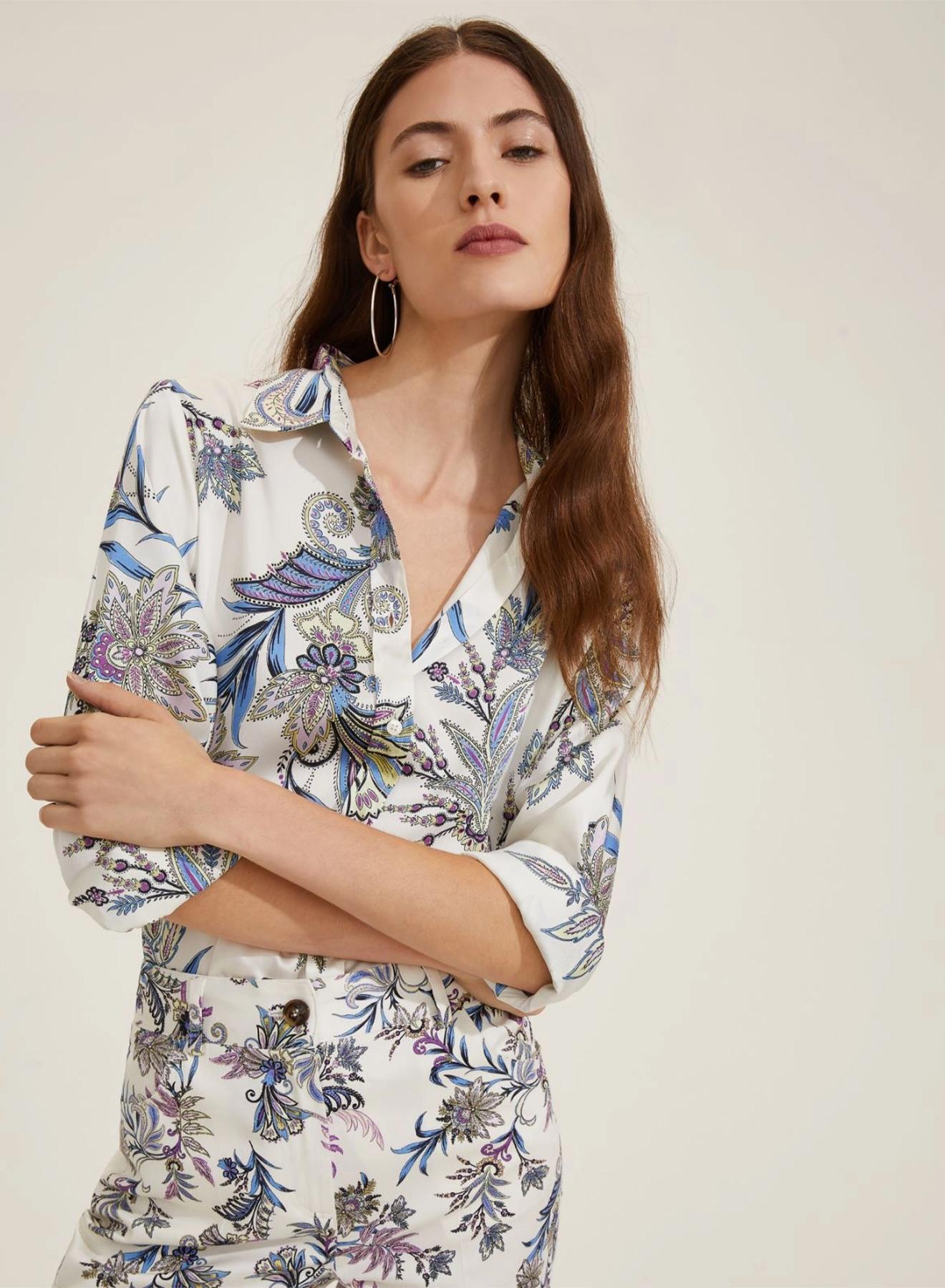 Cream floral twill Shirt Emme Marella - 3