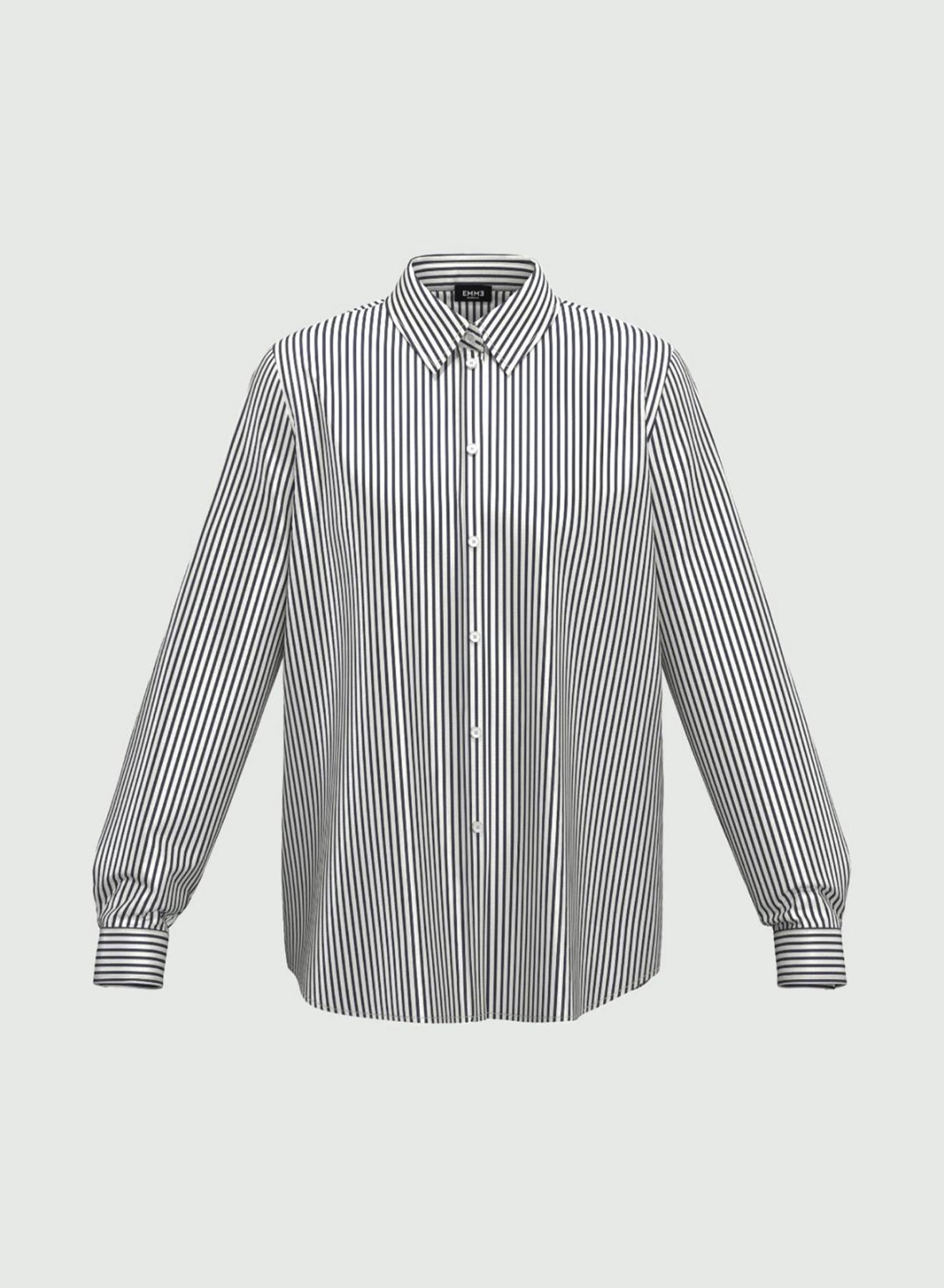 Navy Blue-White twill Shirt with stripes Emme Marella - 5