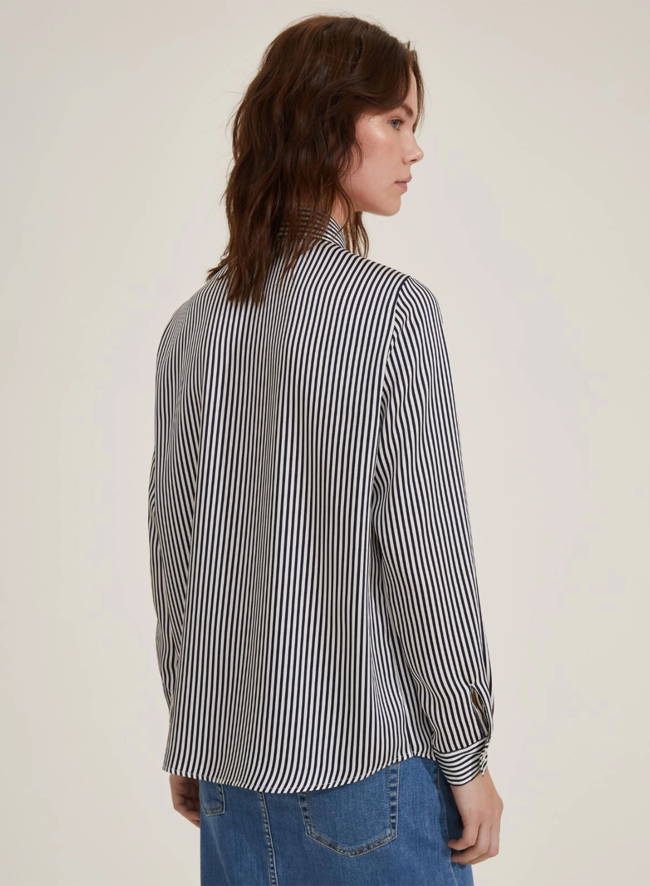 Navy Blue-Λευκό twill Πουκάμισο με ρίγες Emme Marella - 3