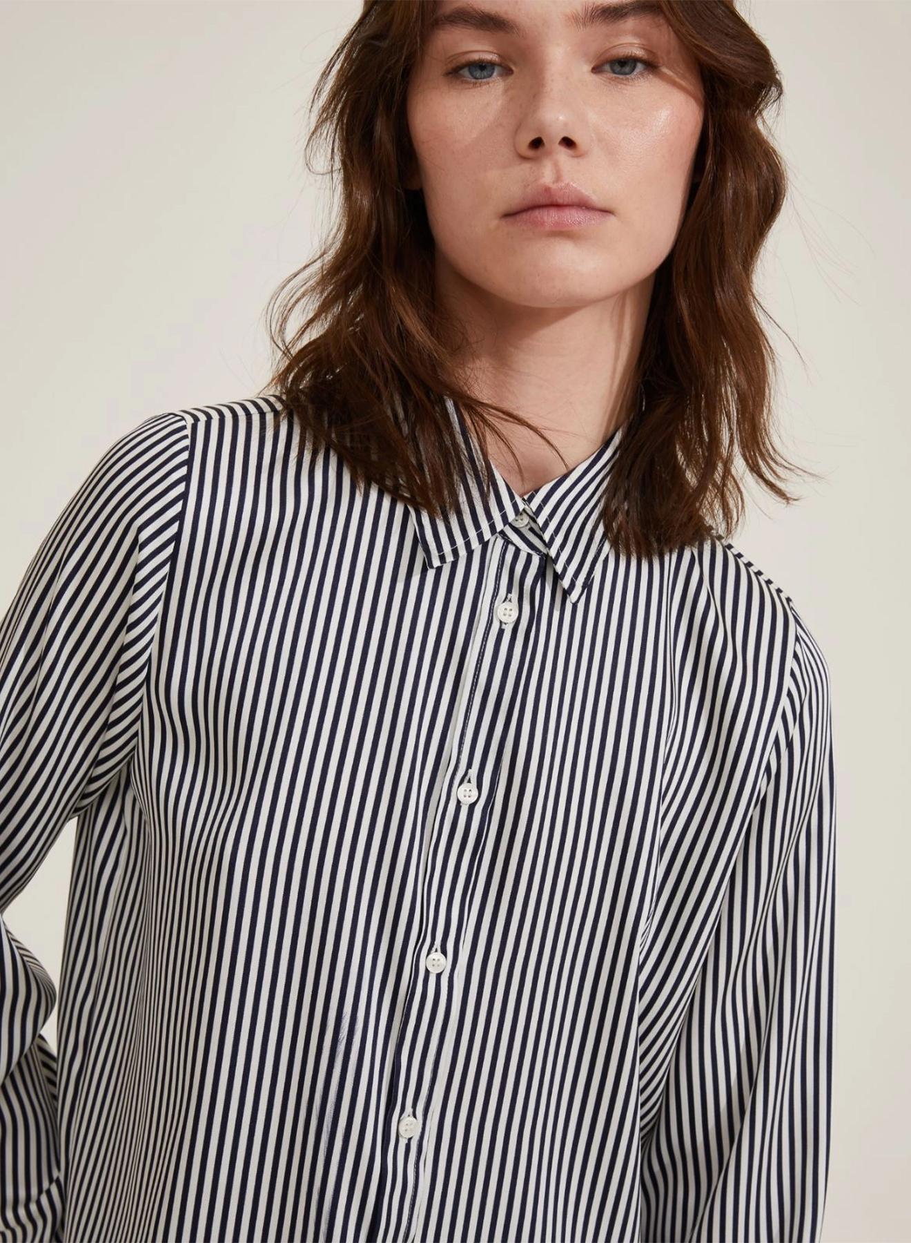 Navy Blue-White twill Shirt with stripes Emme Marella - 1