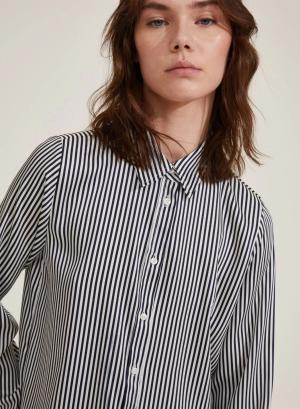 Navy Blue-White twill Shirt with stripes Emme Marella - 40355