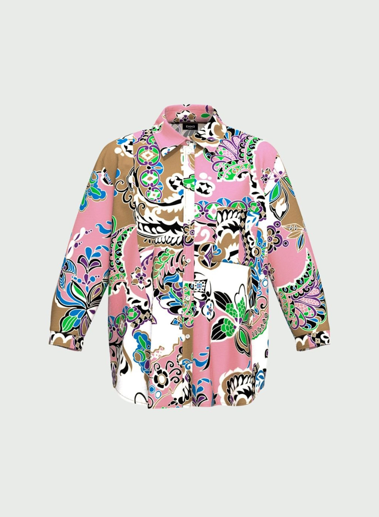 Camel patterned Shirt  in linen and cotton-blend fabric Emme Marella - 3