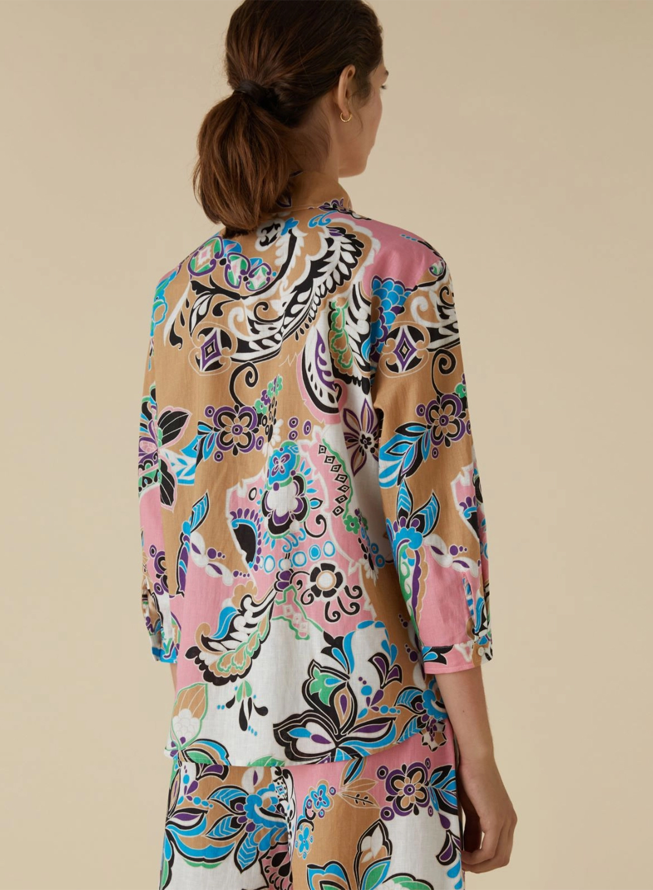 Camel patterned Shirt  in linen and cotton-blend fabric Emme Marella - 1