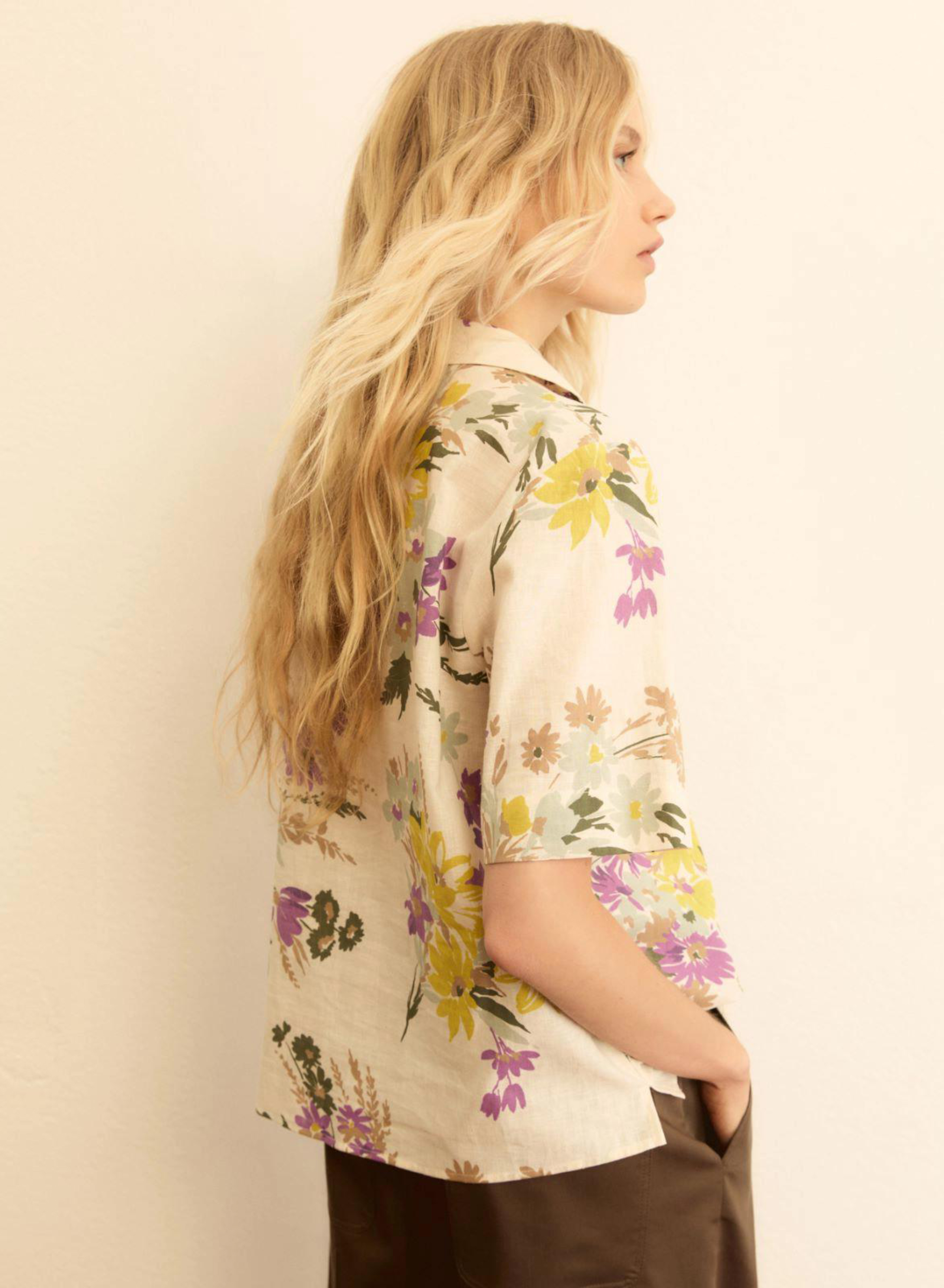 Floral patterned Blouse with V neckline and with collar Emme Marella - 1