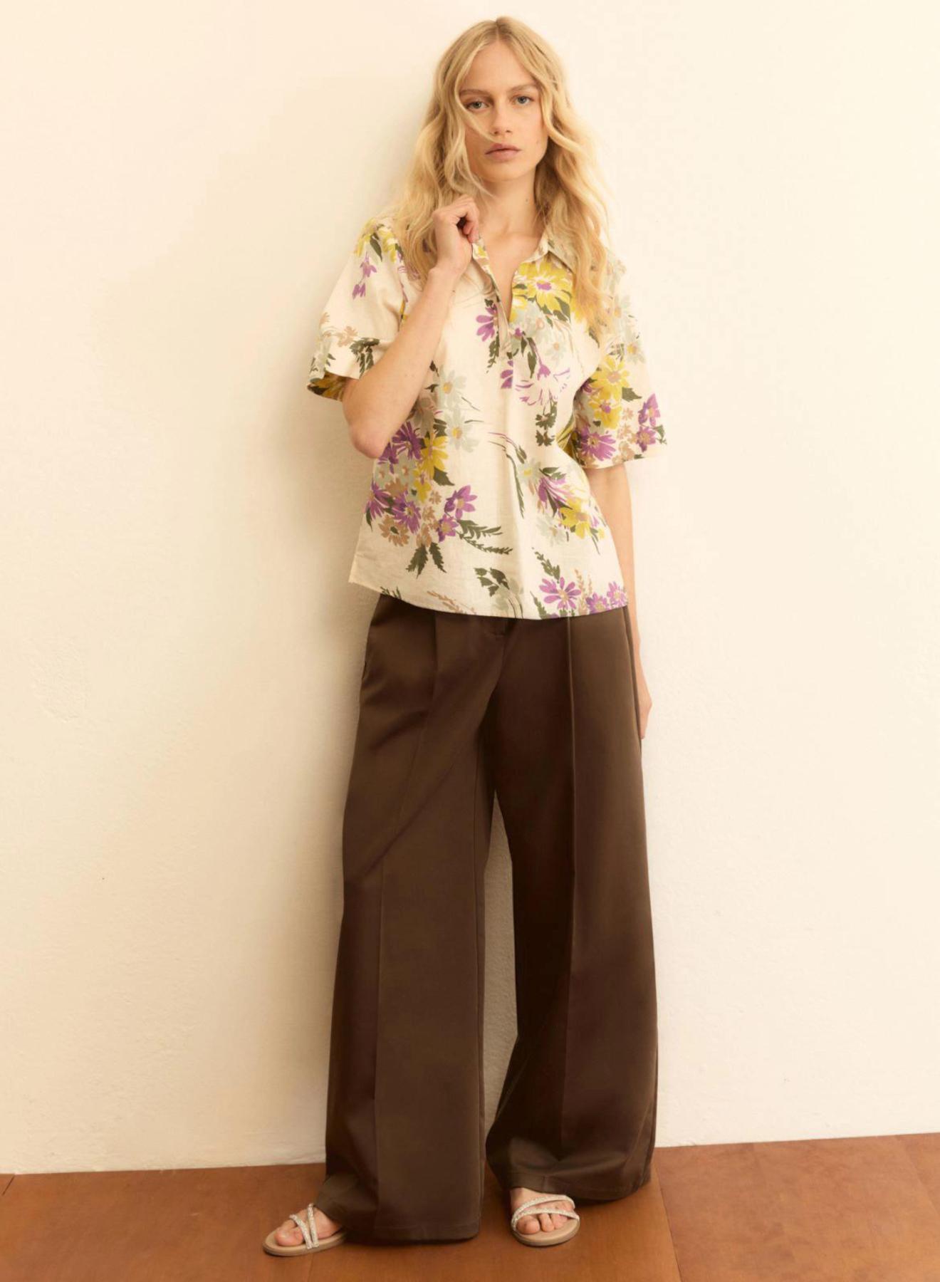 Floral patterned Blouse with V neckline and with collar Emme Marella - 3