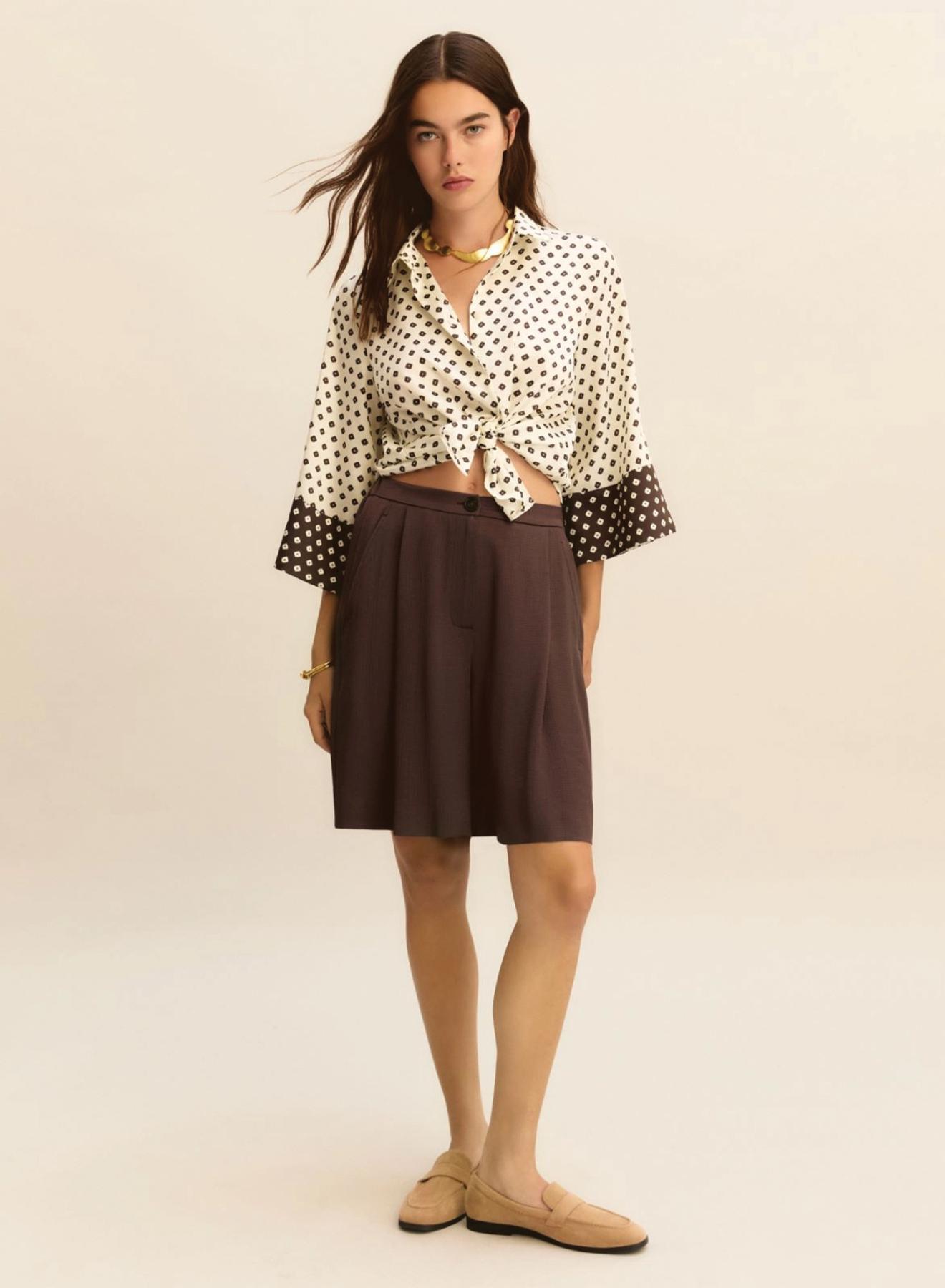 Wool White twill Πουκάμισο με τρία τέταρτα μανίκια με σχέδια Emme Marella - 4