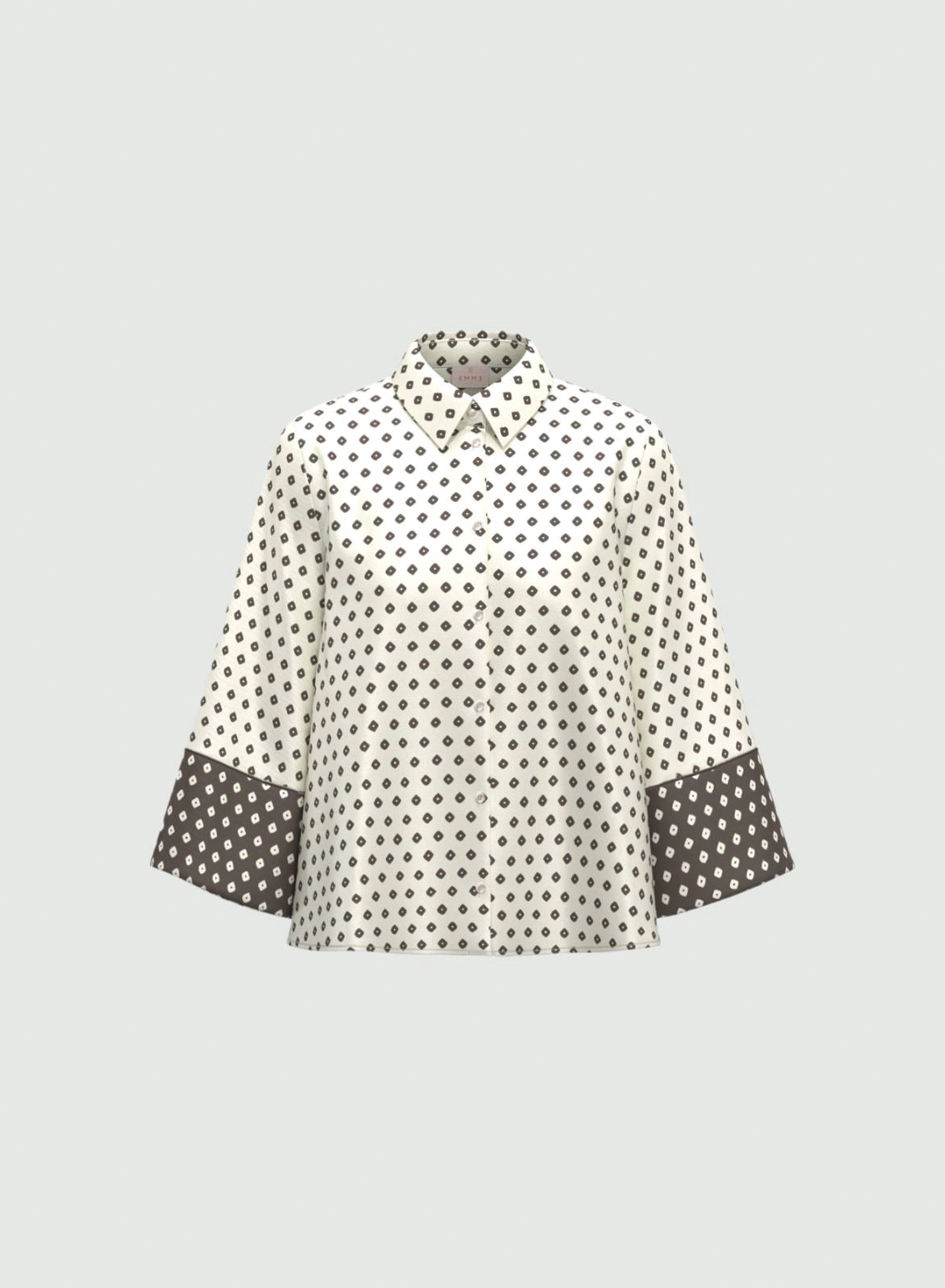 Wool White twill Πουκάμισο με τρία τέταρτα μανίκια με σχέδια Emme Marella - 4