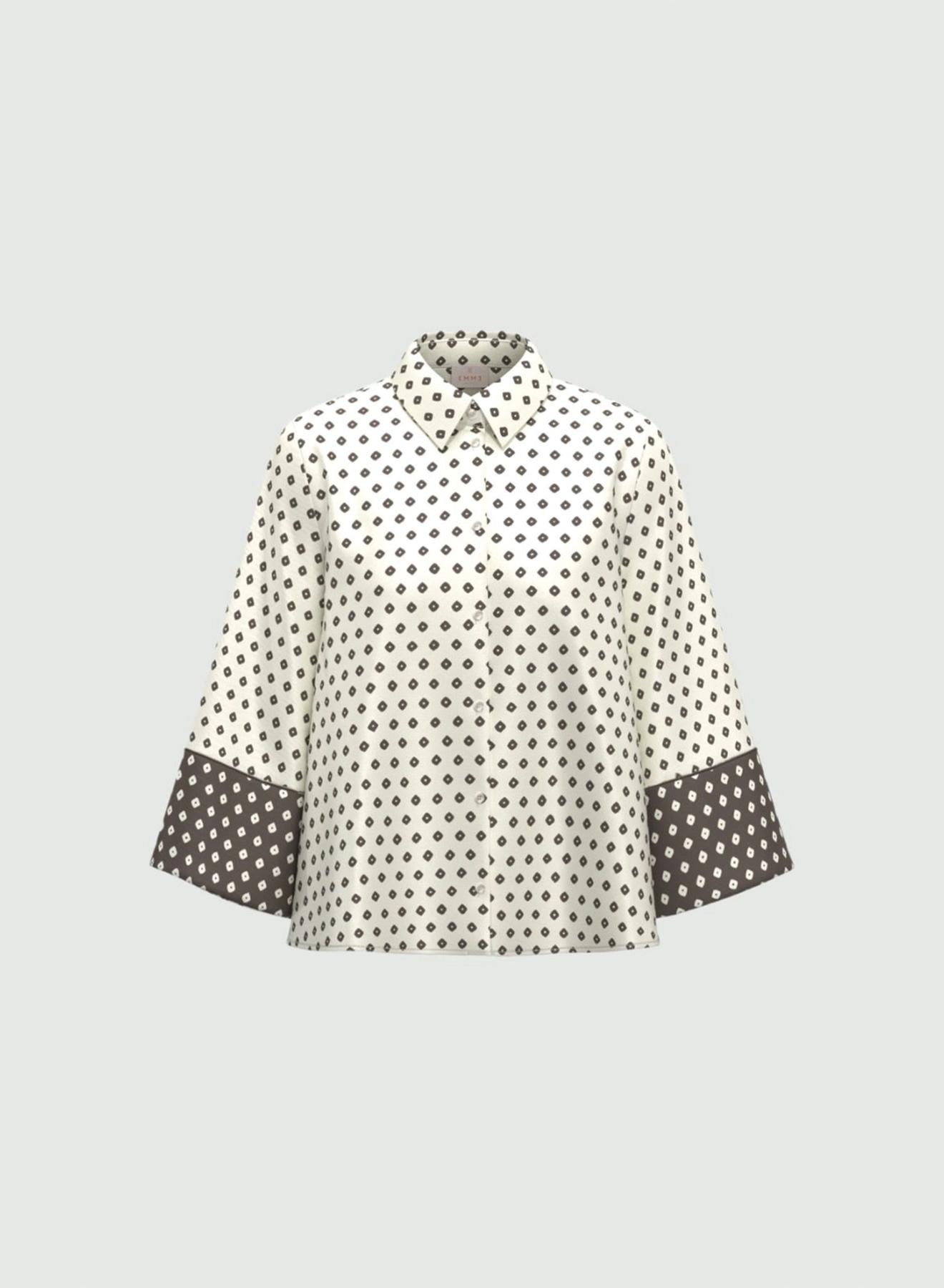 Wool White twill Πουκάμισο με τρία τέταρτα μανίκια με σχέδια Emme Marella - 5