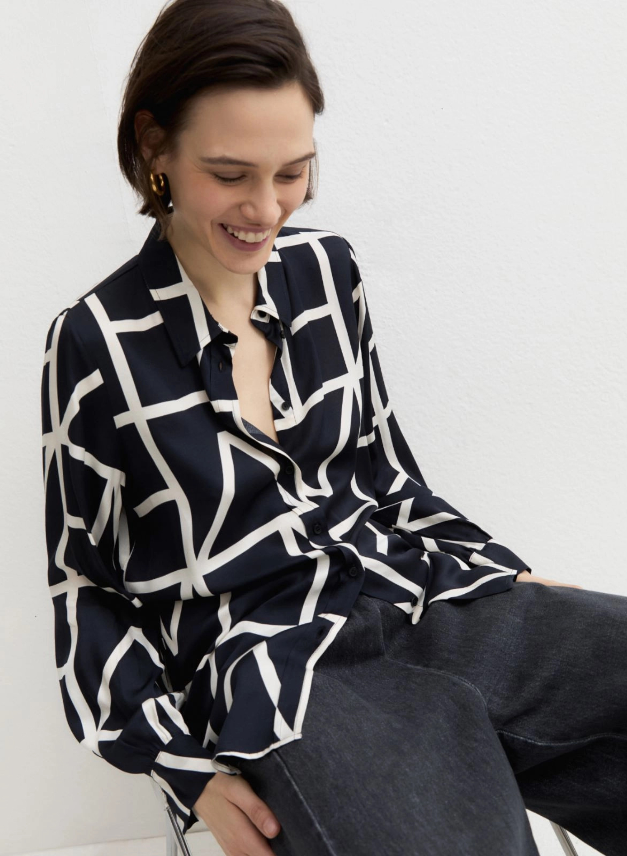 Navy Blue twill Πουκάμισο με σχέδια Emme Marella - 3