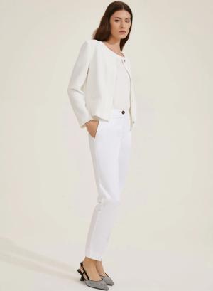 White straight fit, cotton satin chino Trousers Emme Marella - 46158
