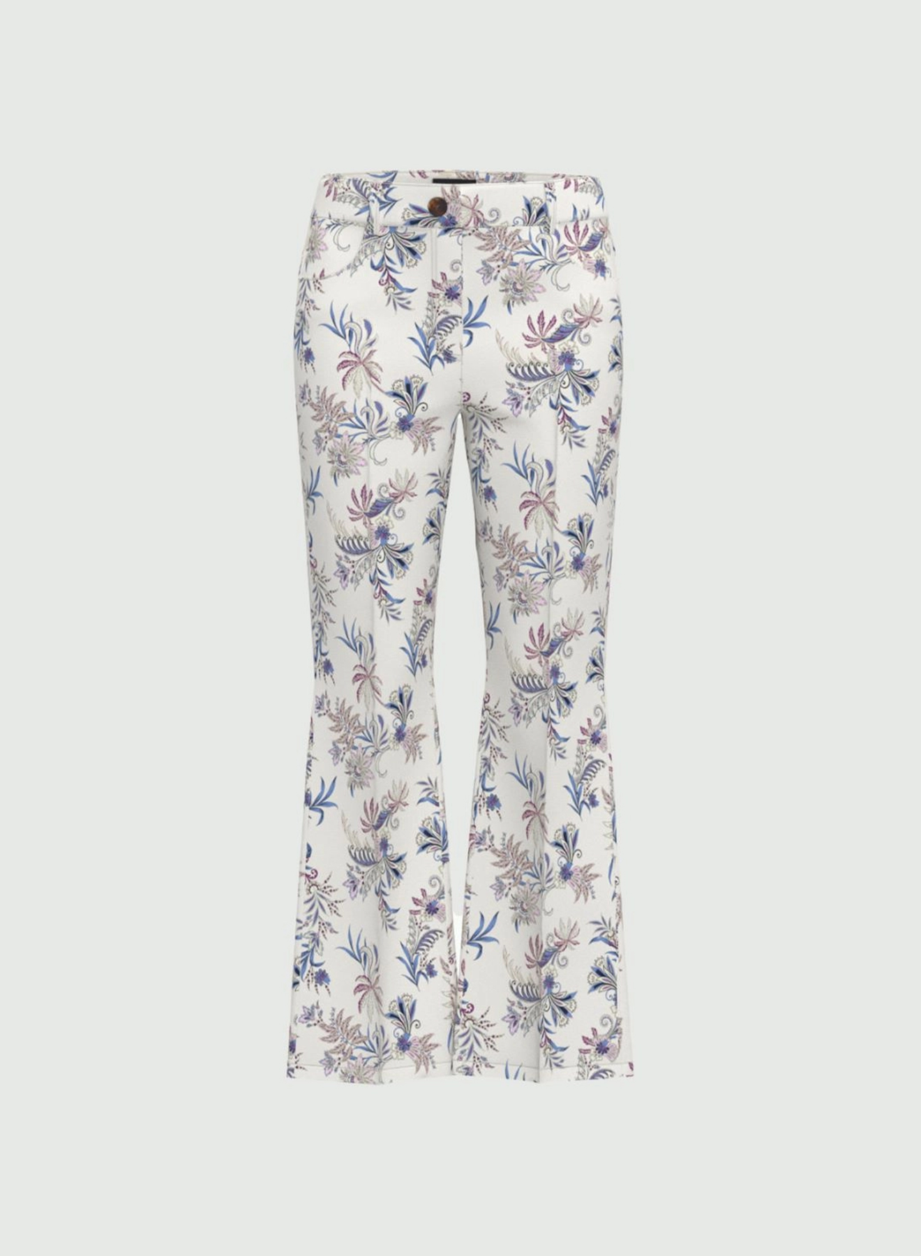 Κρεμ floral cropped Παντελόνι σε ίσια γραμμή Emme Marella - 4