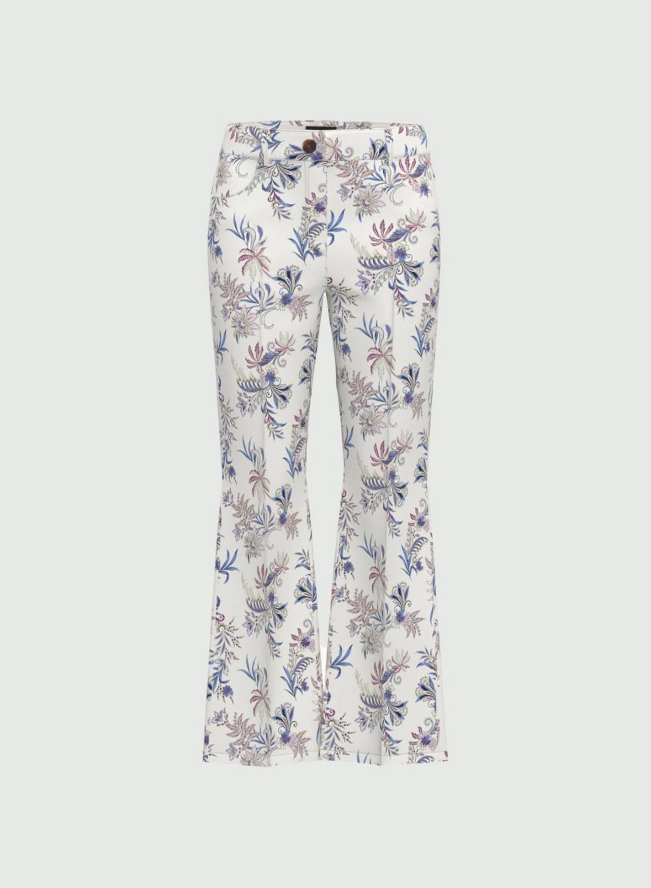 Cream floral cropped straight fit Trousers Emme Marella - 5