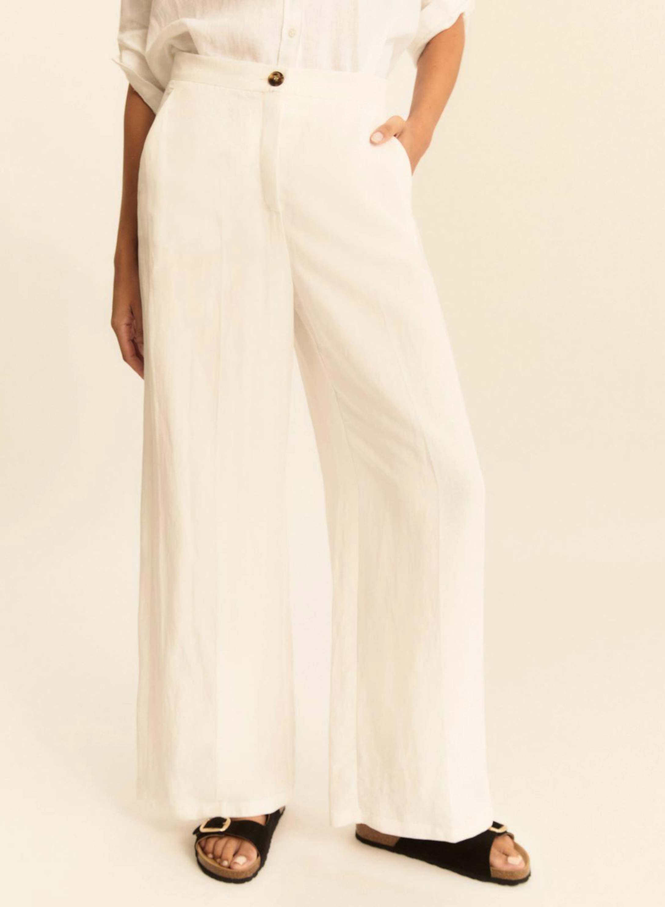 Λευκό loose fit Παντελόνι Emme Marella - 2