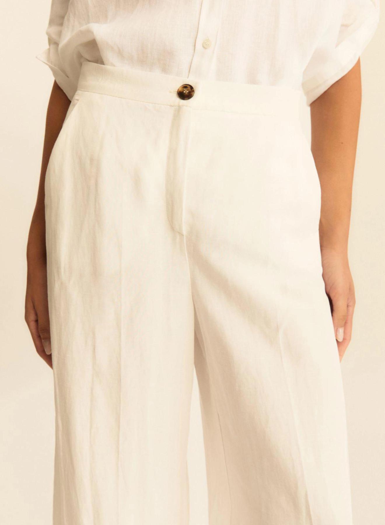 Λευκό loose fit Παντελόνι Emme Marella - 4