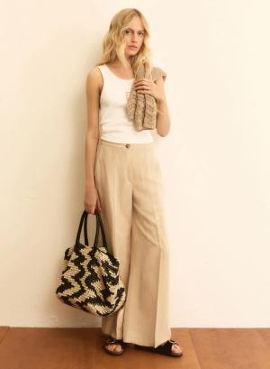 Μπεζ loose fit Παντελόνι Emme Marella - 57078