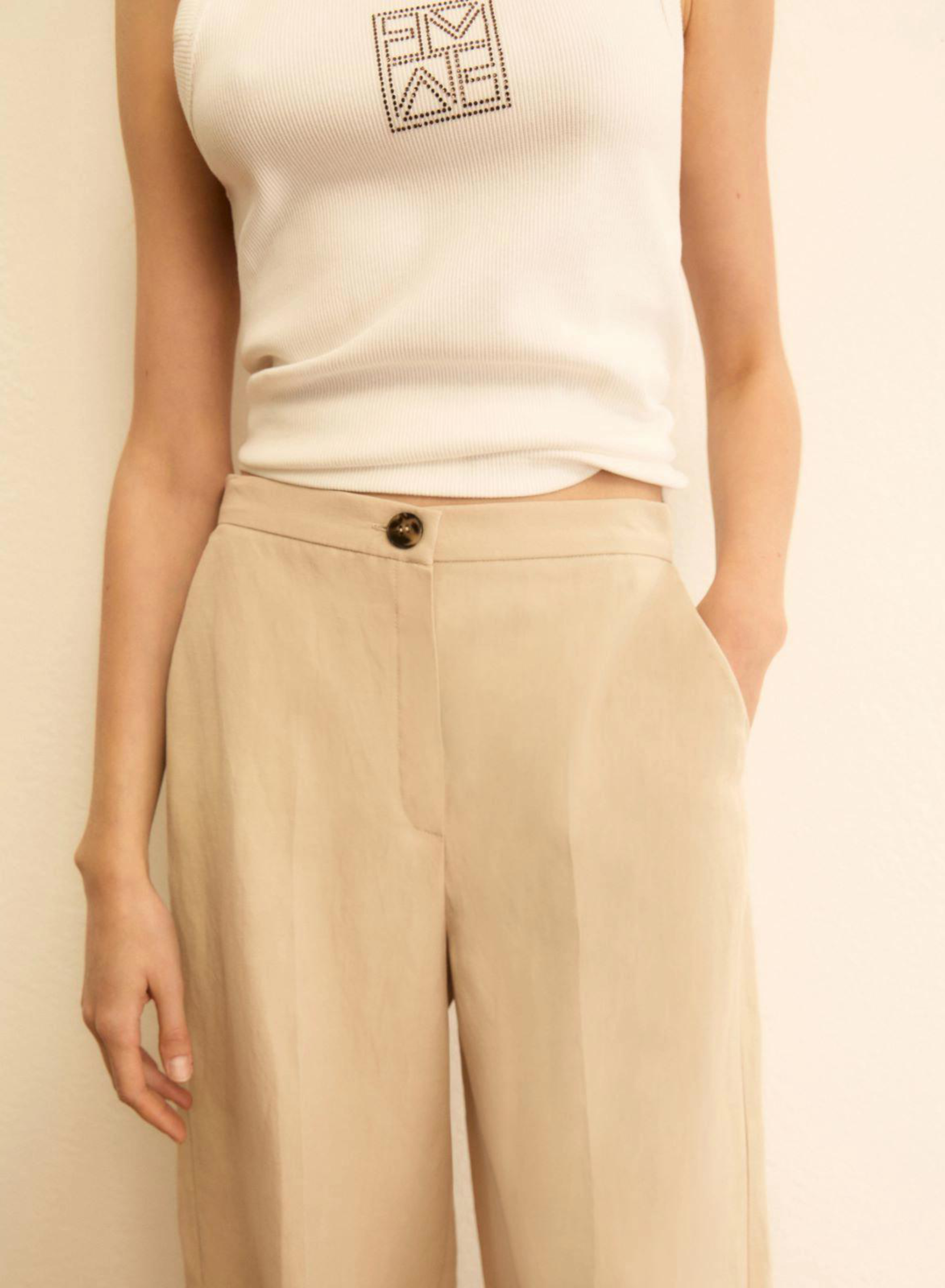 Μπεζ loose fit Παντελόνι Emme Marella - 2