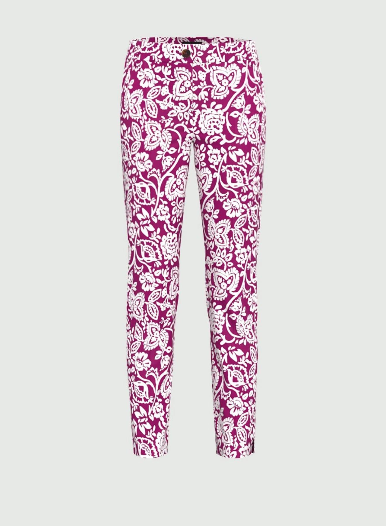 Raspberry Floral-patterned cotton poplin Trousers Emme Marella - 4