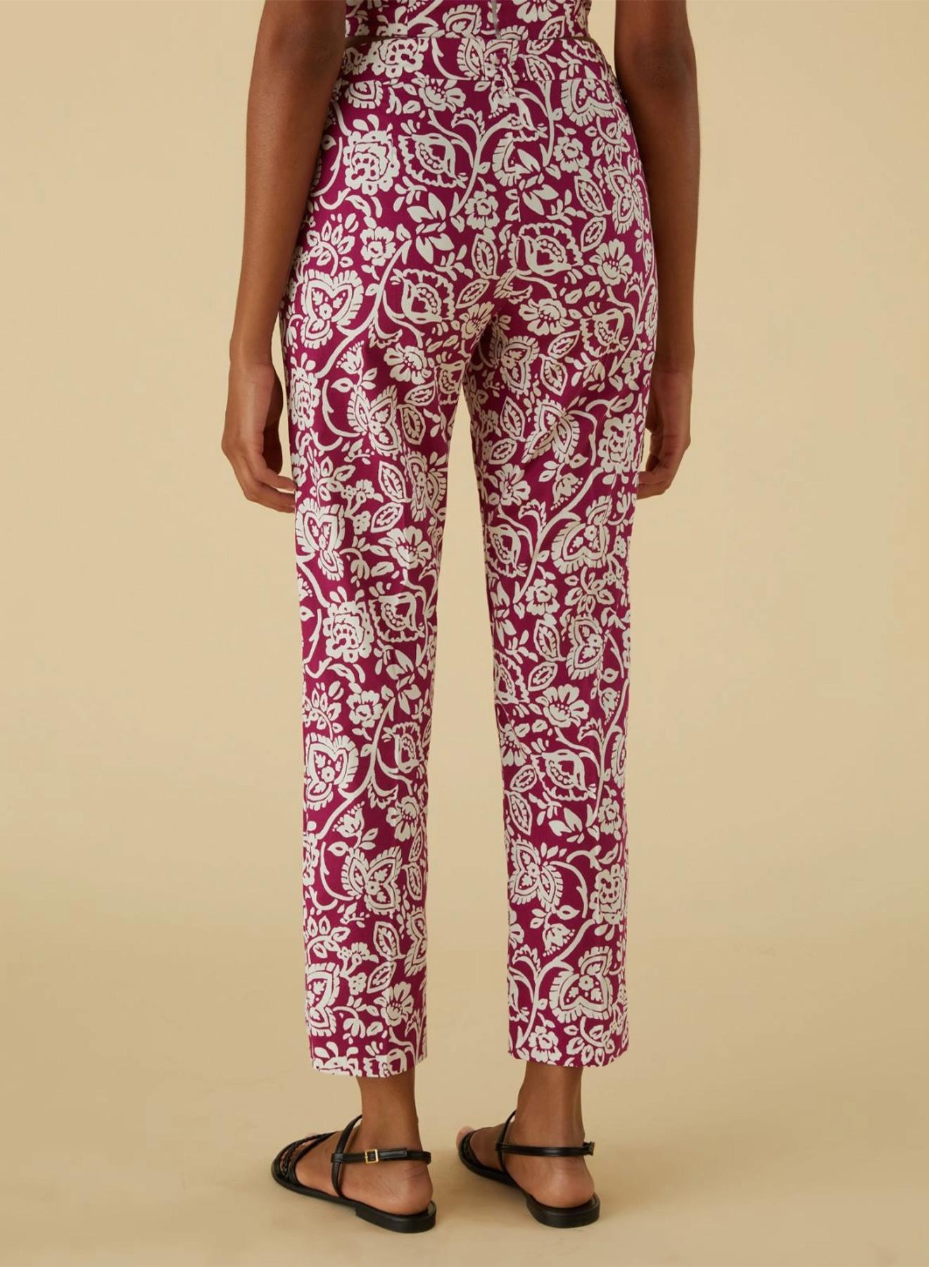 Raspberry Floral-patterned cotton poplin Trousers Emme Marella - 2