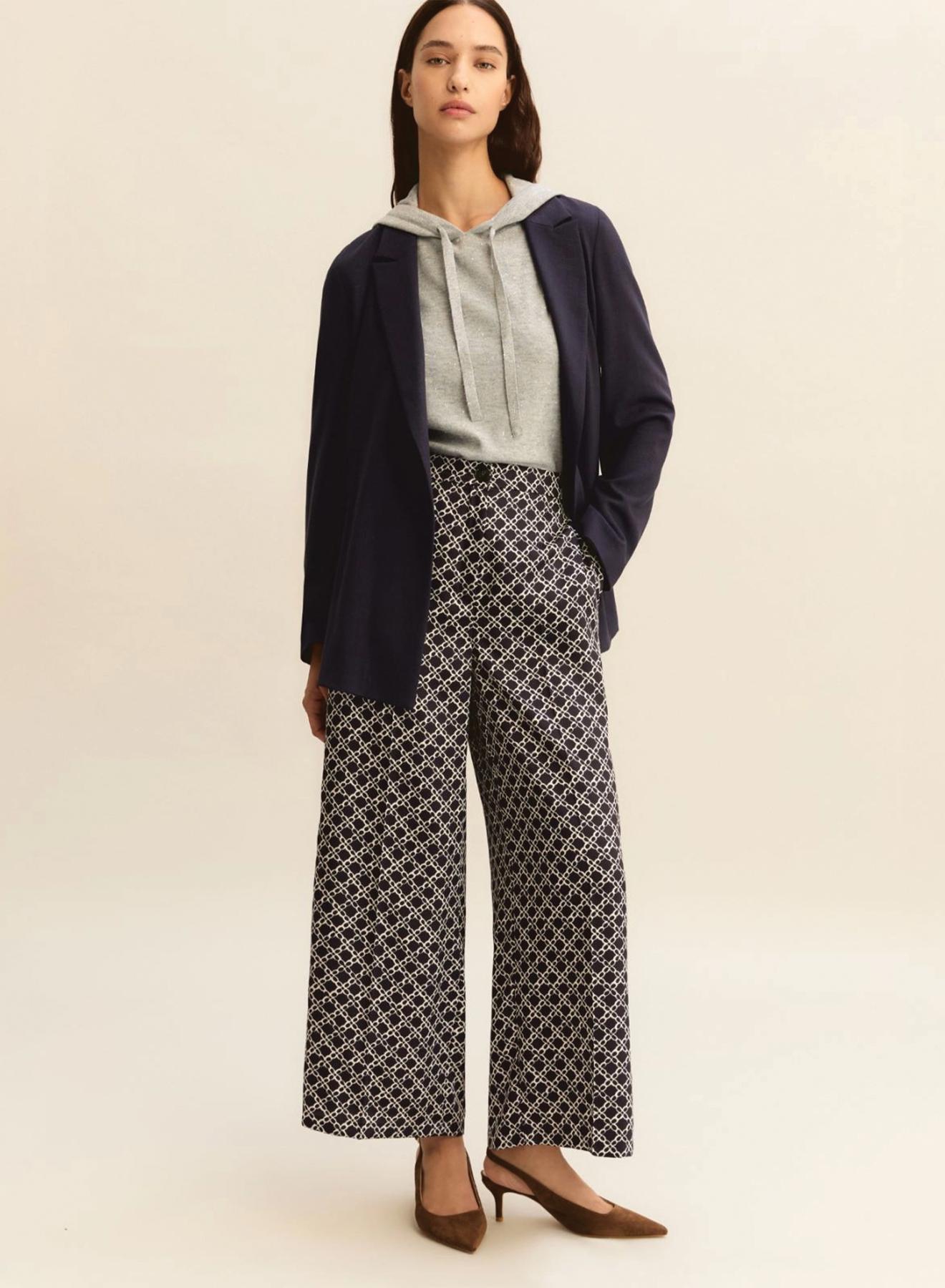 Navy Blue Παντελόνι twill με σχέδια Emme Marella - 1