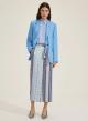 Μπλε-Γαλάζιο cropped Παντελόνι twill με σχέδια και με ζώνη σε ίδιο ύφασμα Emme Marella - 0