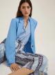 Μπλε-Γαλάζιο cropped Παντελόνι twill με σχέδια και με ζώνη σε ίδιο ύφασμα Emme Marella - 2