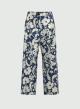 Navy Blue-Ecru patterned twill cropped Trousers Emme Marella - 4