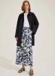 Navy Blue-Ecru patterned twill cropped Trousers Emme Marella - 0