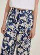 Navy Blue-Ecru patterned twill cropped Trousers Emme Marella - 3