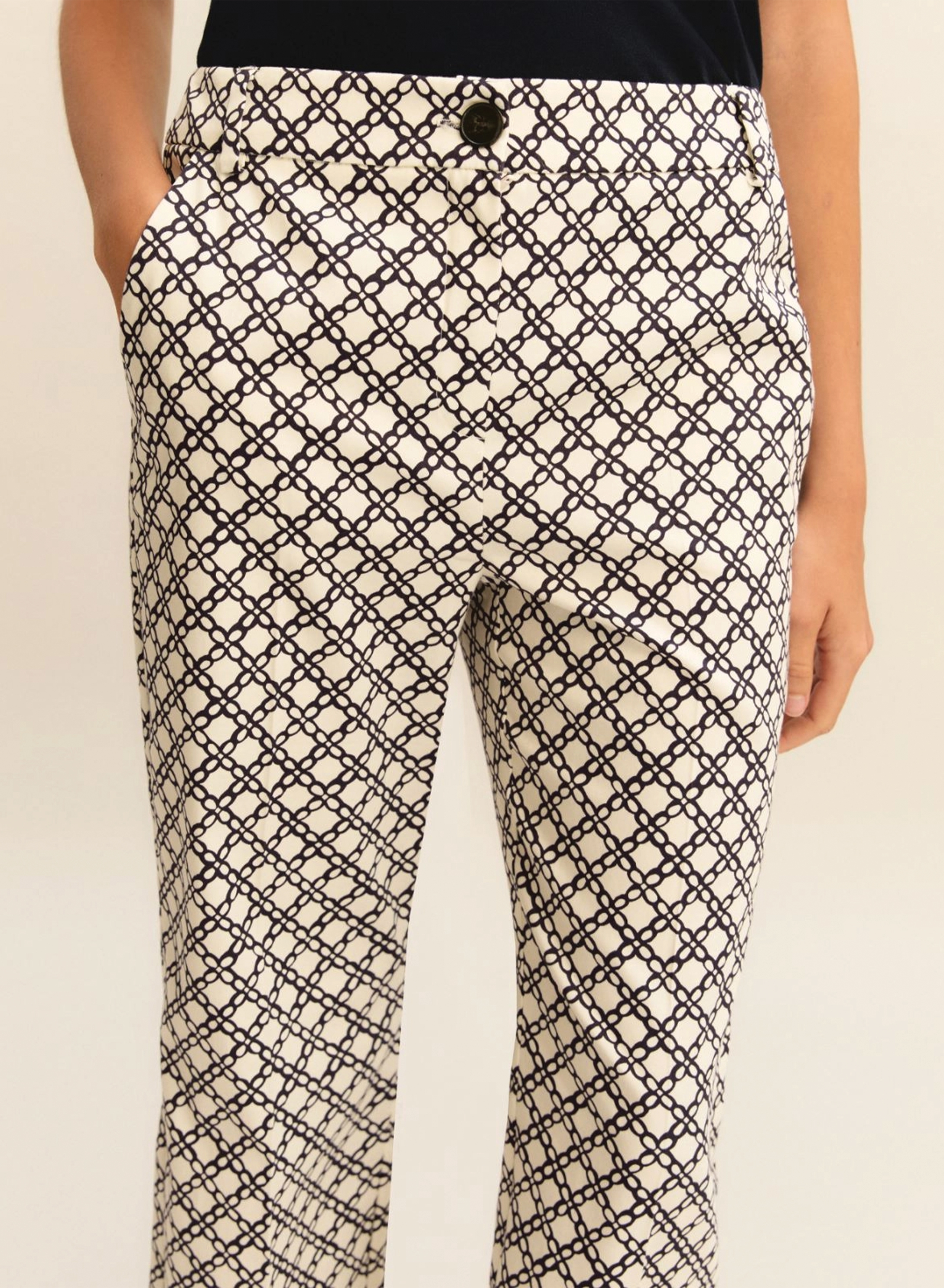 Κρεμ Παντελόνι καμπάνα με σχέδια Emme Marella - 2