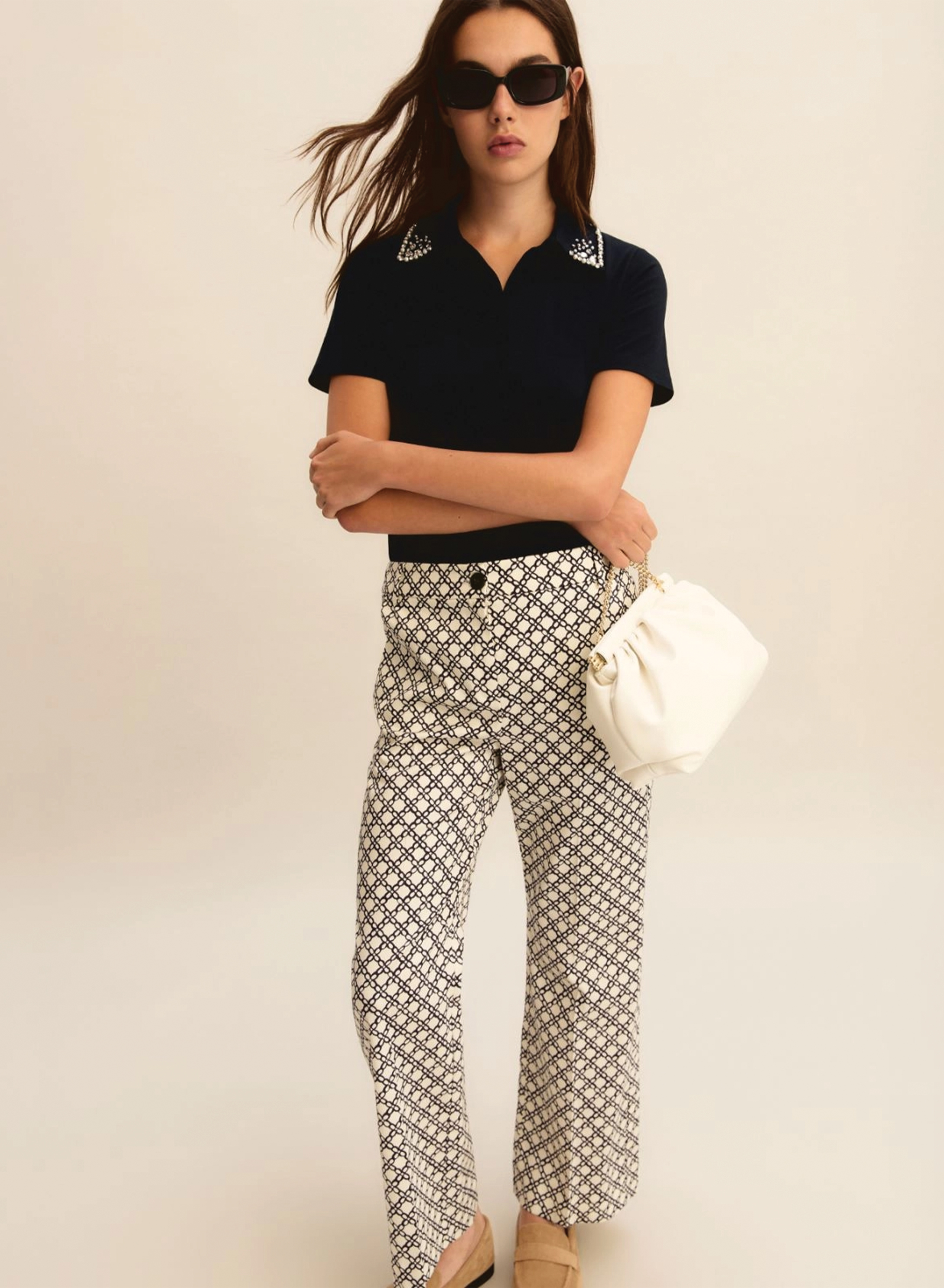 Κρεμ Παντελόνι καμπάνα με σχέδια Emme Marella - 1