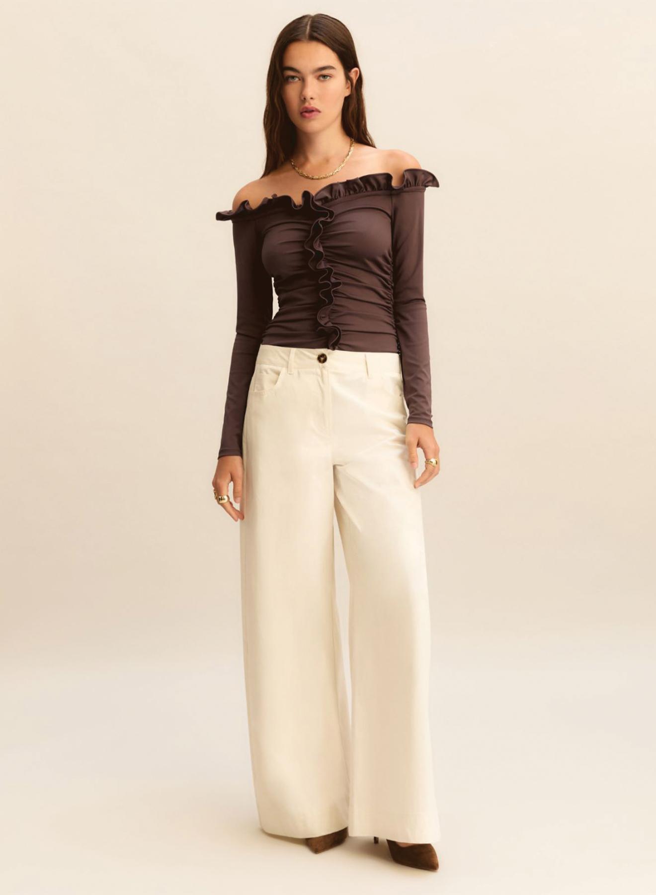 Wool White wide leg Παντελόνι Emme Marella - 5