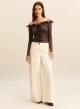 Wool White wide leg Παντελόνι Emme Marella - 4