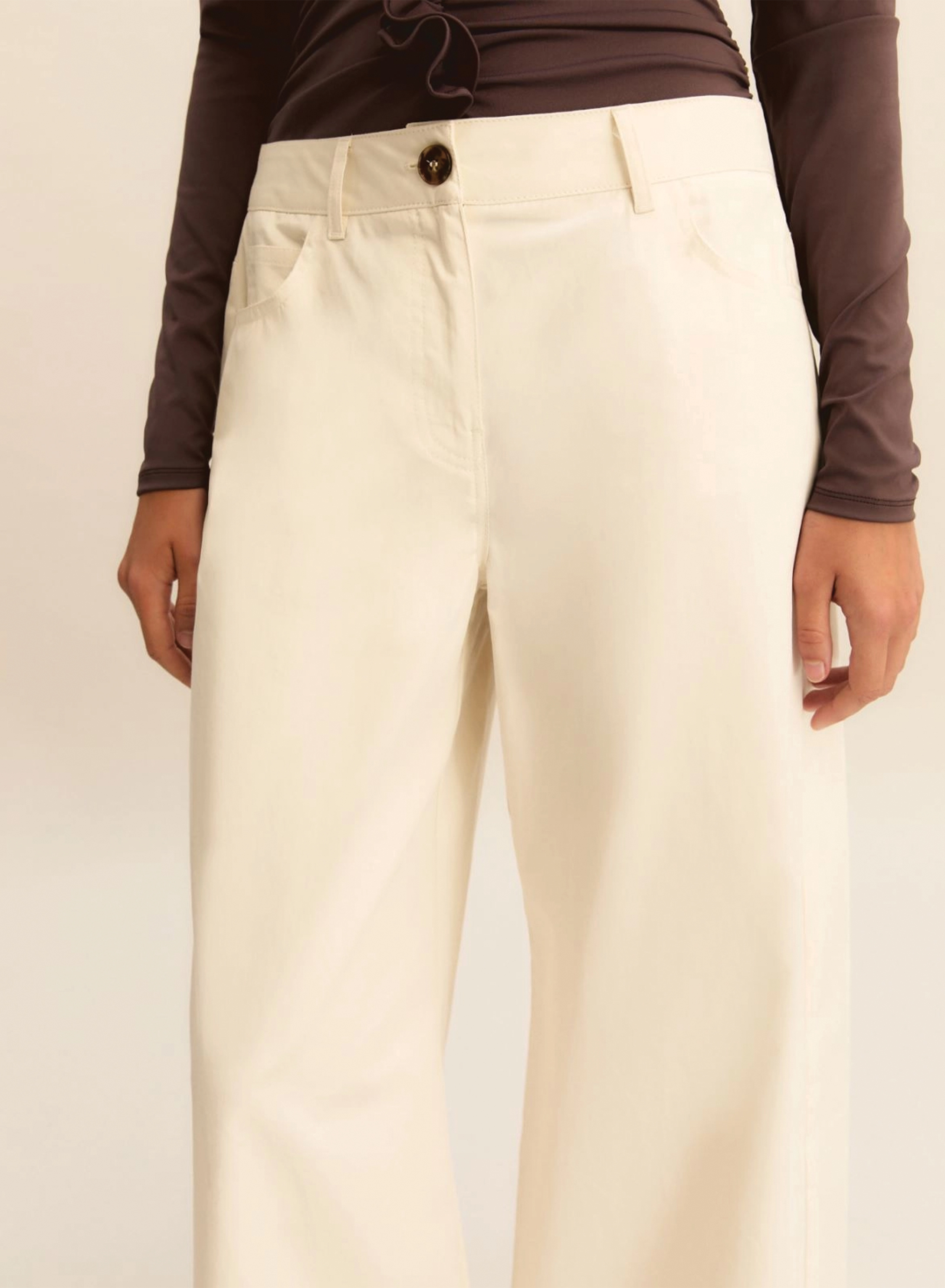 Wool White wide leg Παντελόνι Emme Marella - 1
