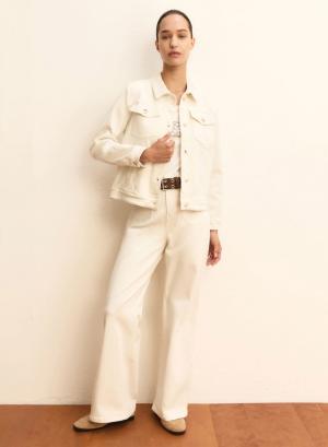 Wool White wide leg Παντελόνι με τσέπες μπροστά Emme Marella - 54854