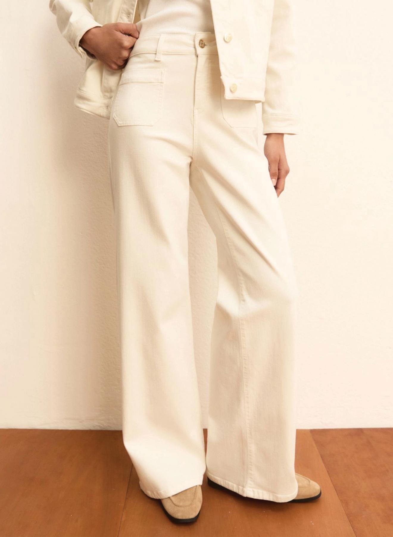 Wool White wide leg Παντελόνι με τσέπες μπροστά Emme Marella - 4