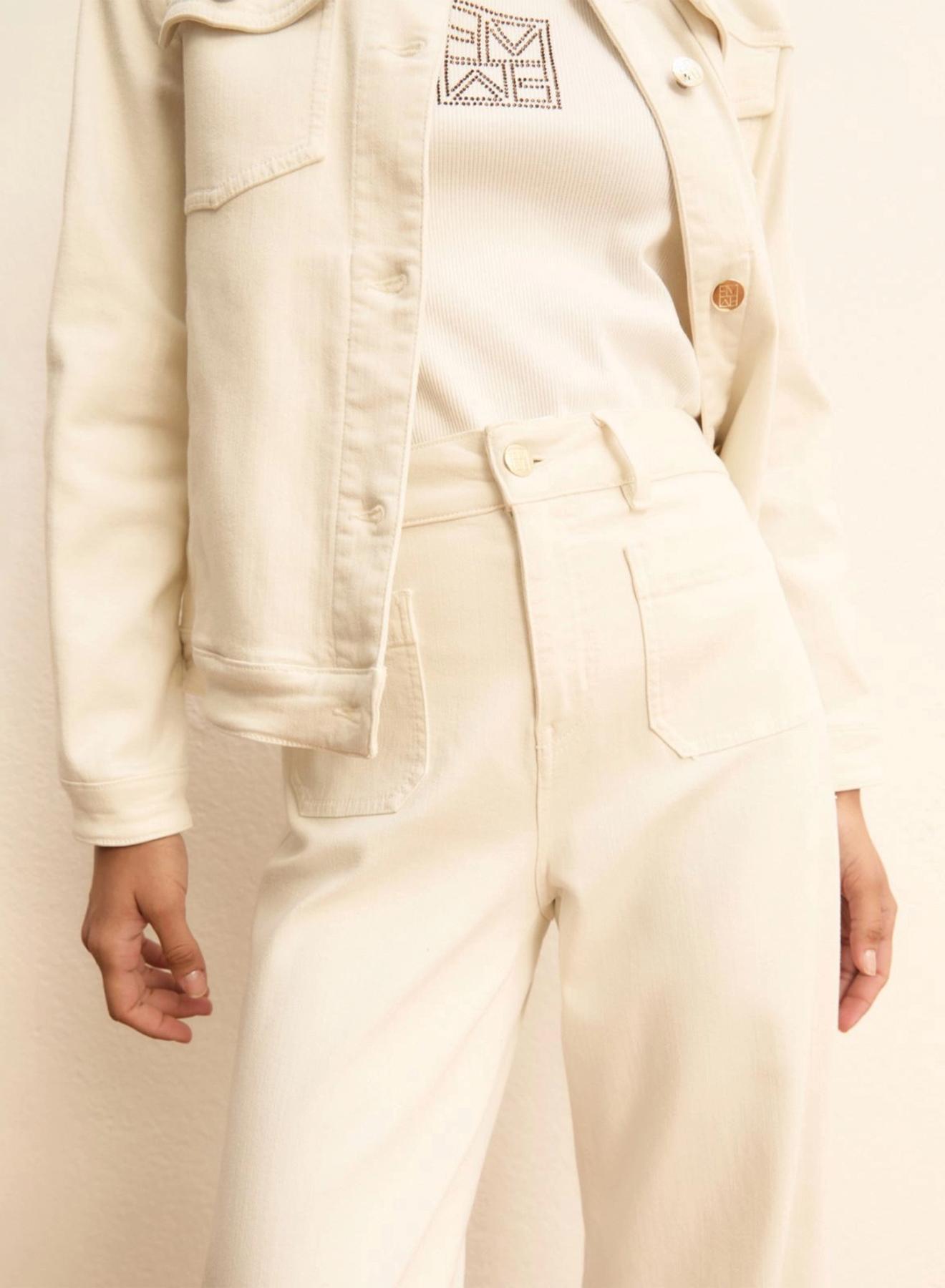 Wool White wide leg Παντελόνι με τσέπες μπροστά Emme Marella - 2