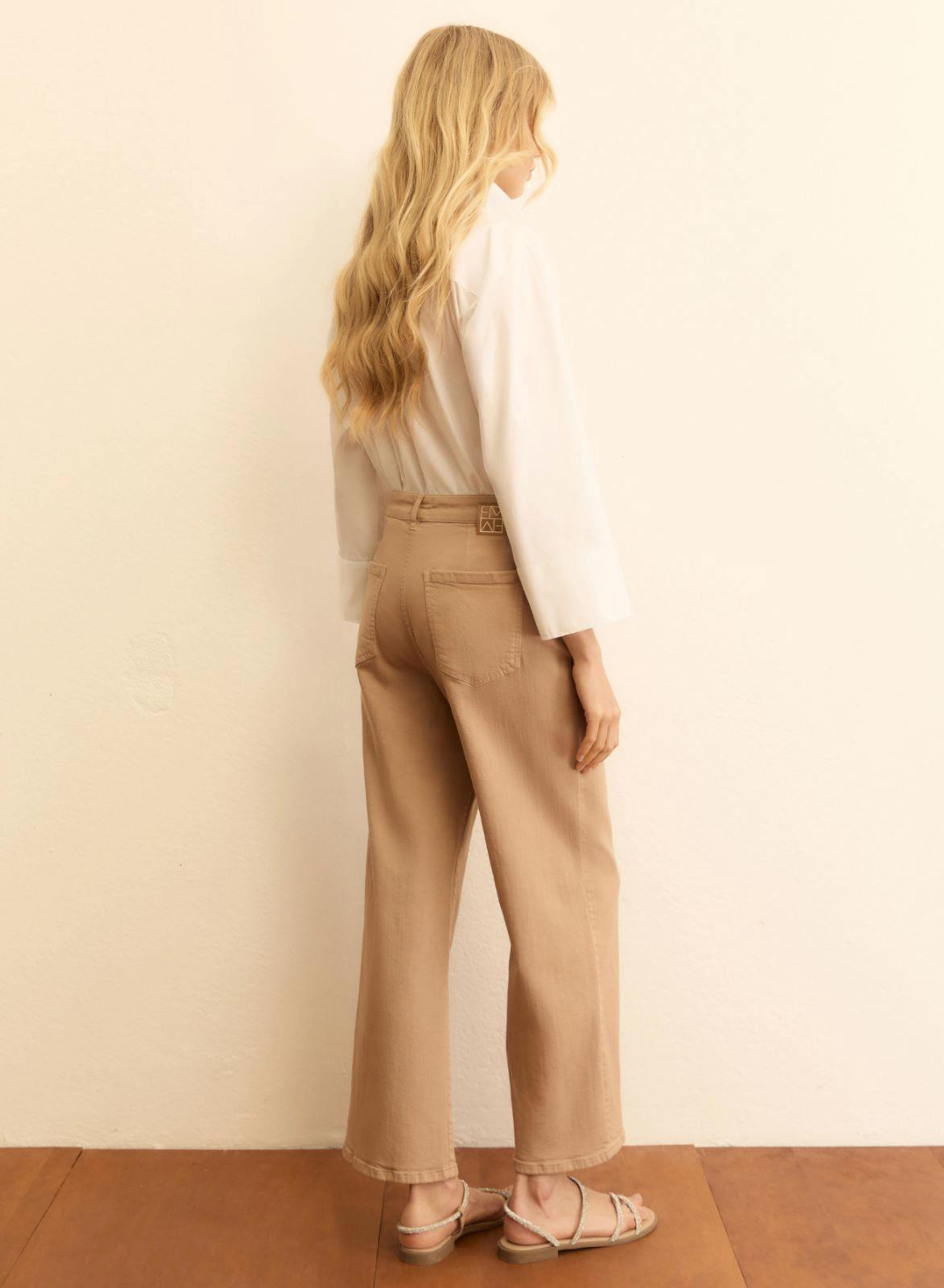 Μπεζ Παντελόνι πεντάτσεπο σε ίσια γραμμή Emme Marella - 1