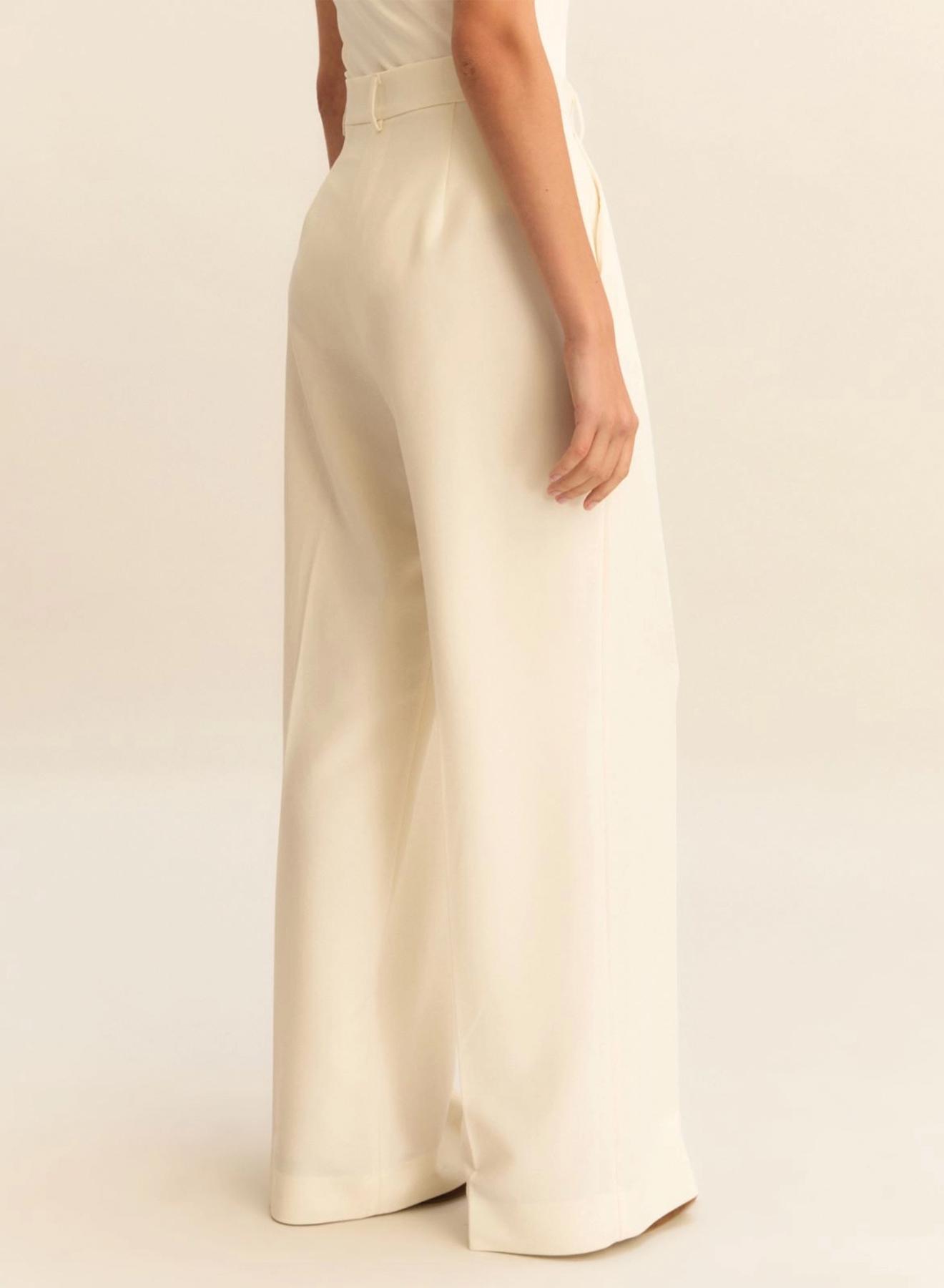 Wool White loose fit Παντελόνι Emme Marella - 3