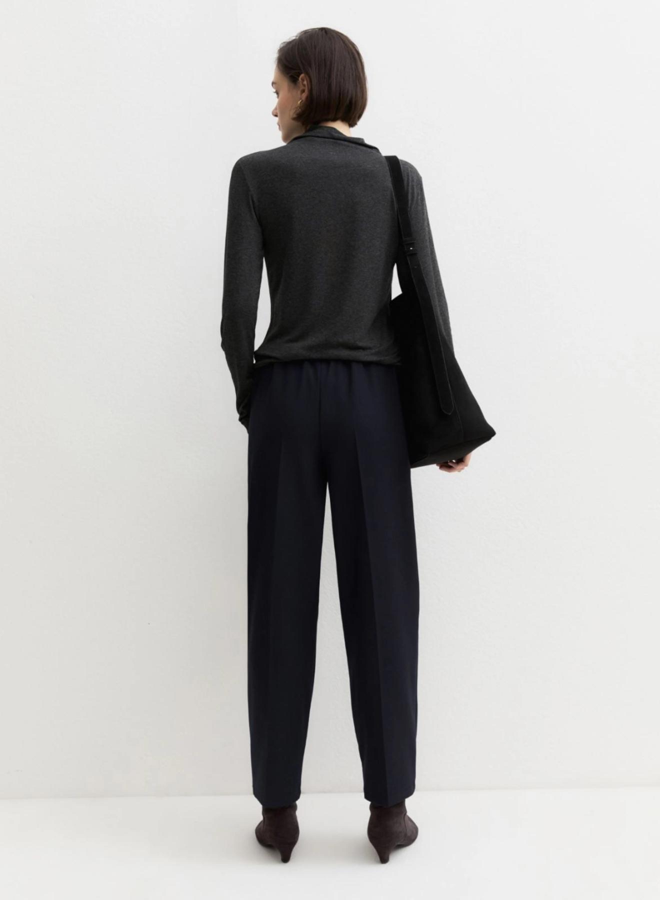 Navy Blue Παντελόνι joggers με λάστιχο και κορδόνι στη μέση Emme Marella - 4
