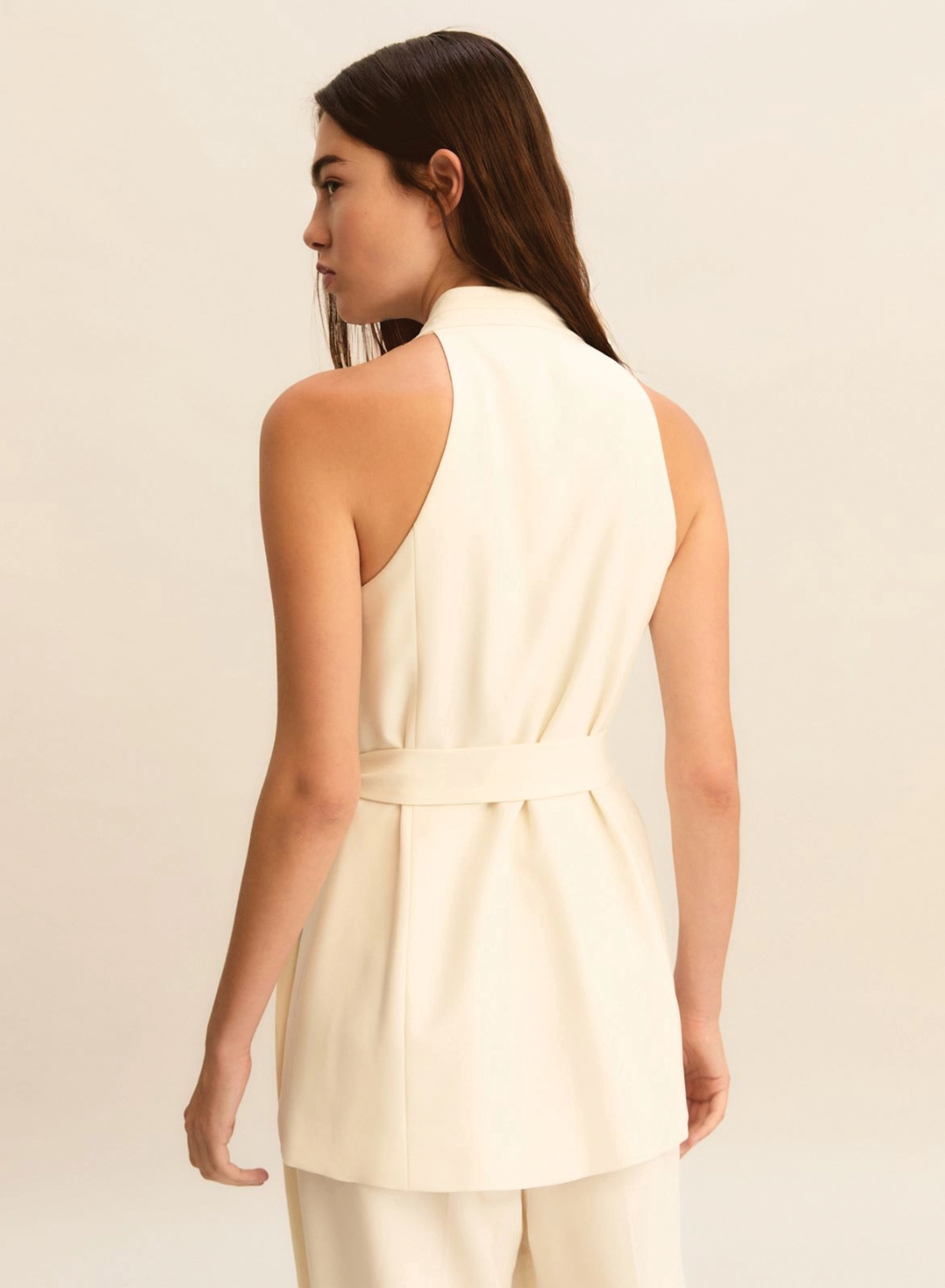 Wool White criss cross αμάνικο Τοπ Emme Marella - 2