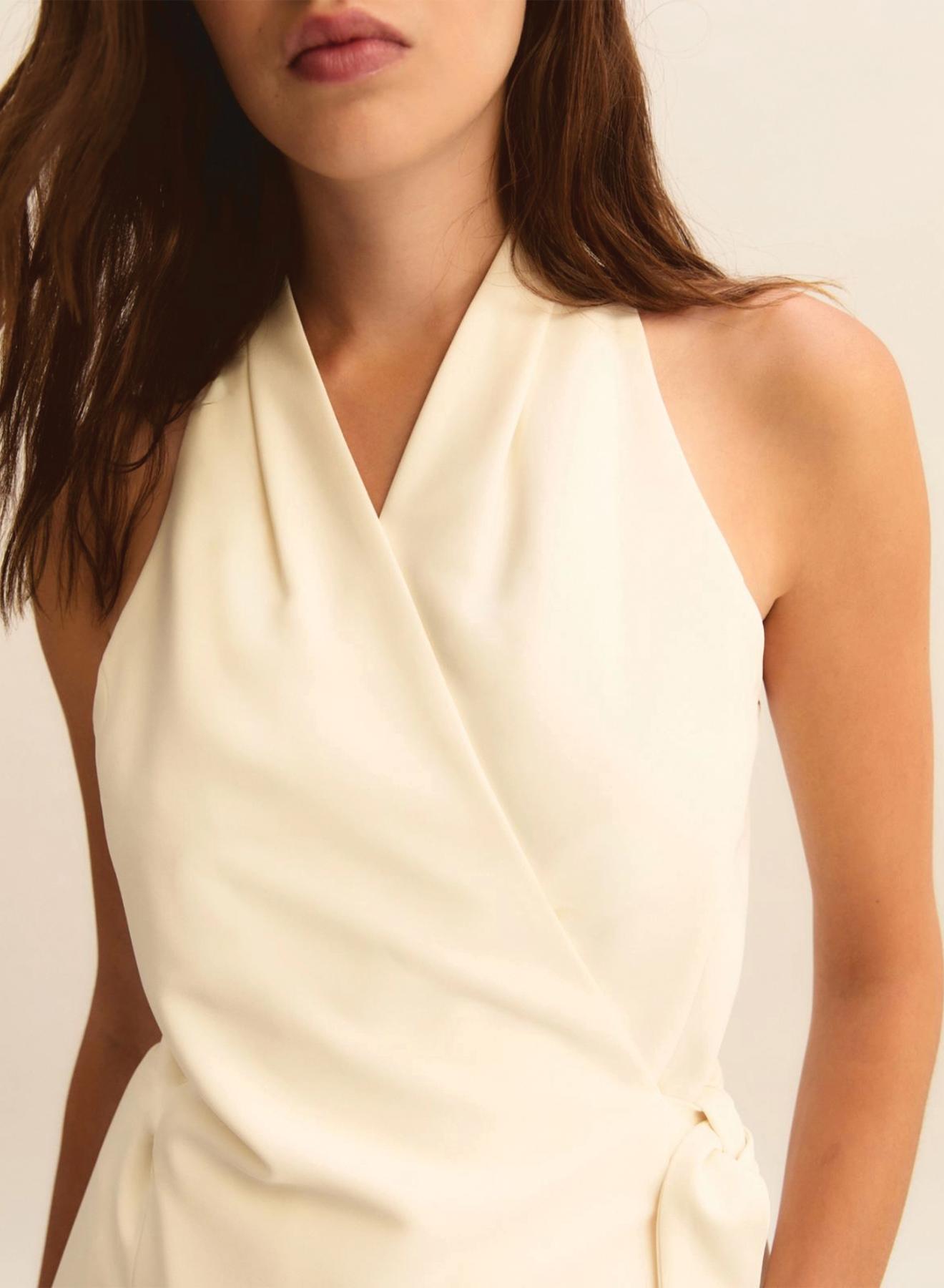 Wool White criss cross αμάνικο Τοπ Emme Marella - 2