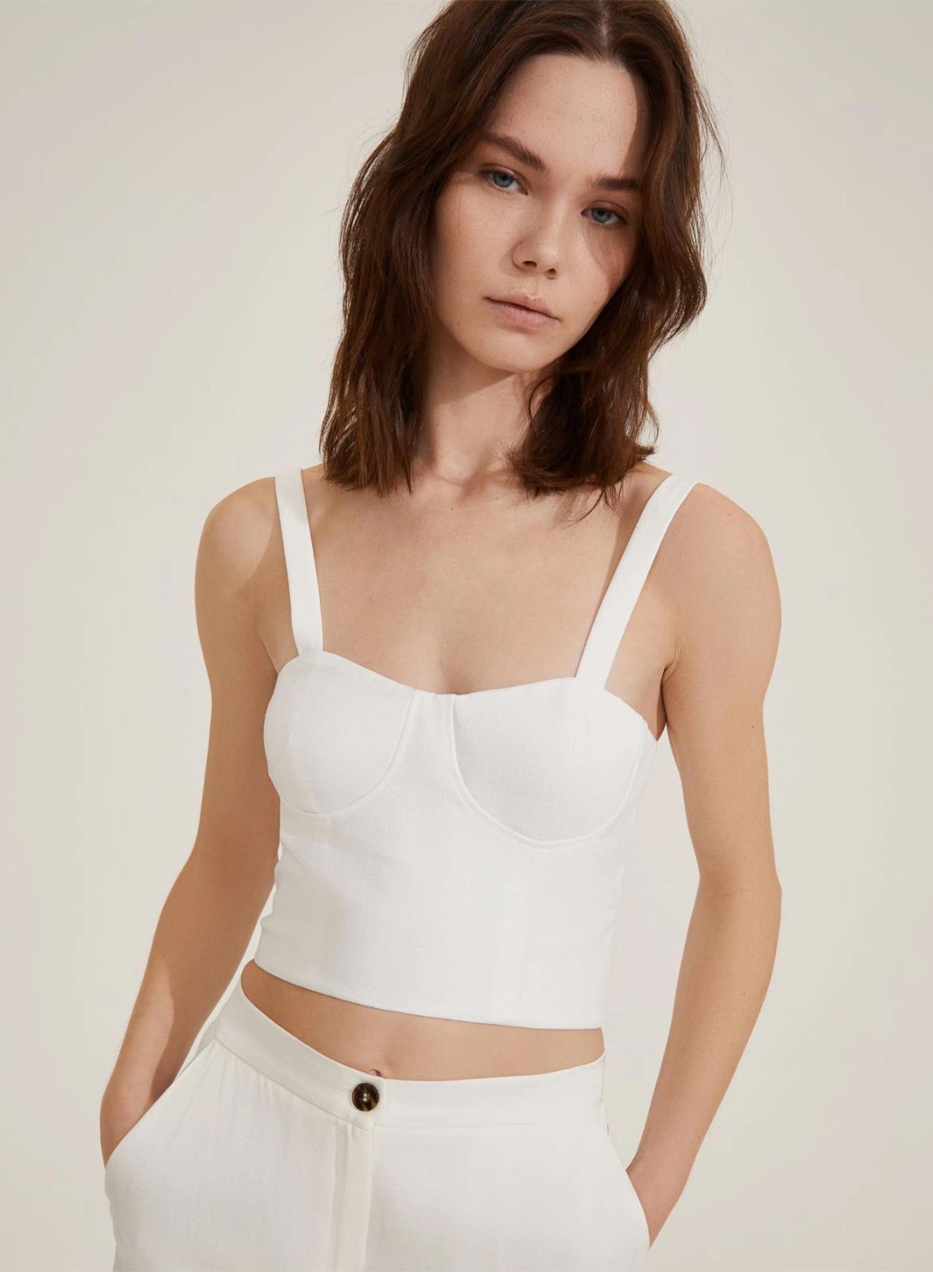 Ecru cropped Top with straps Emme Marella - 1