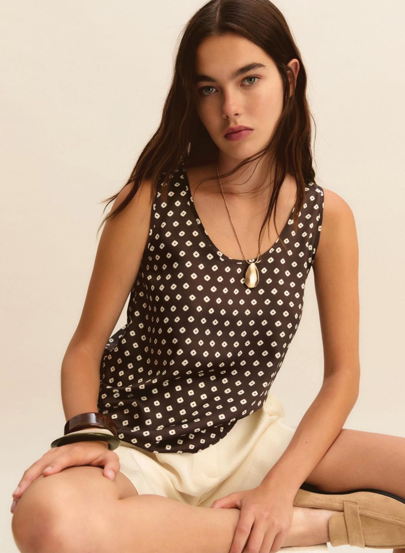 Πράσινο twill αμάνικο Τοπ με σχέδια Emme Marella - 3