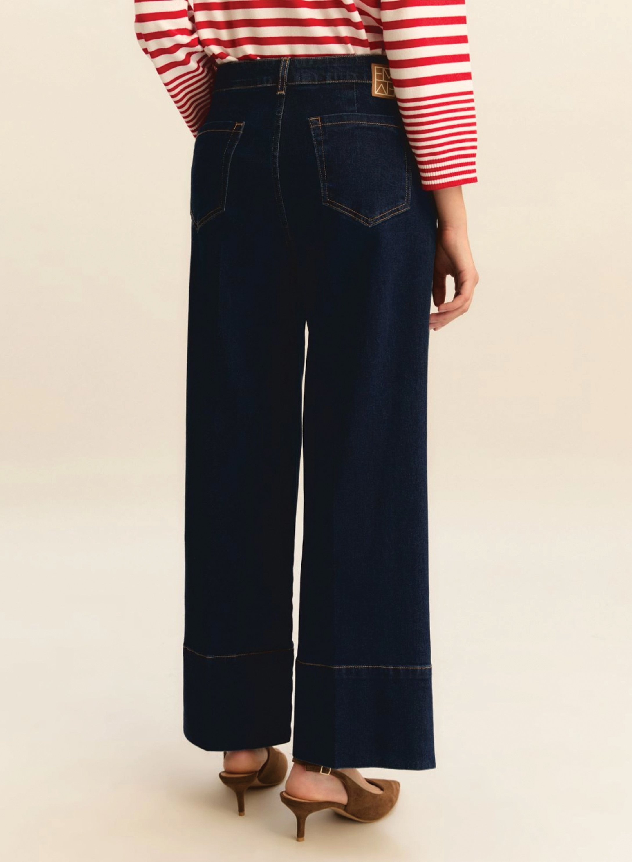 Navy Blue wide-fit cropped Jeans Emme Marella - 2