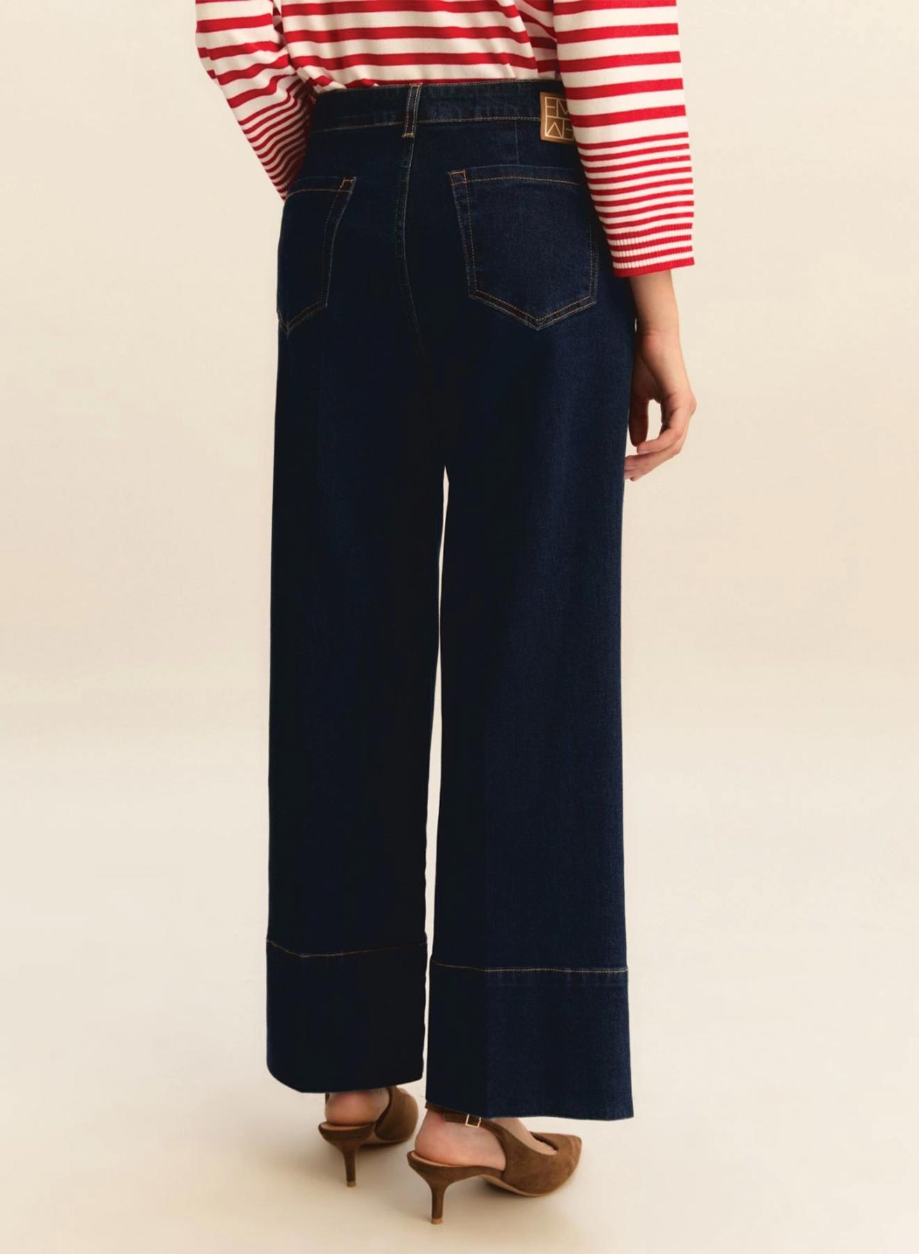 Navy Blue wide-fit cropped Jeans Emme Marella - 3