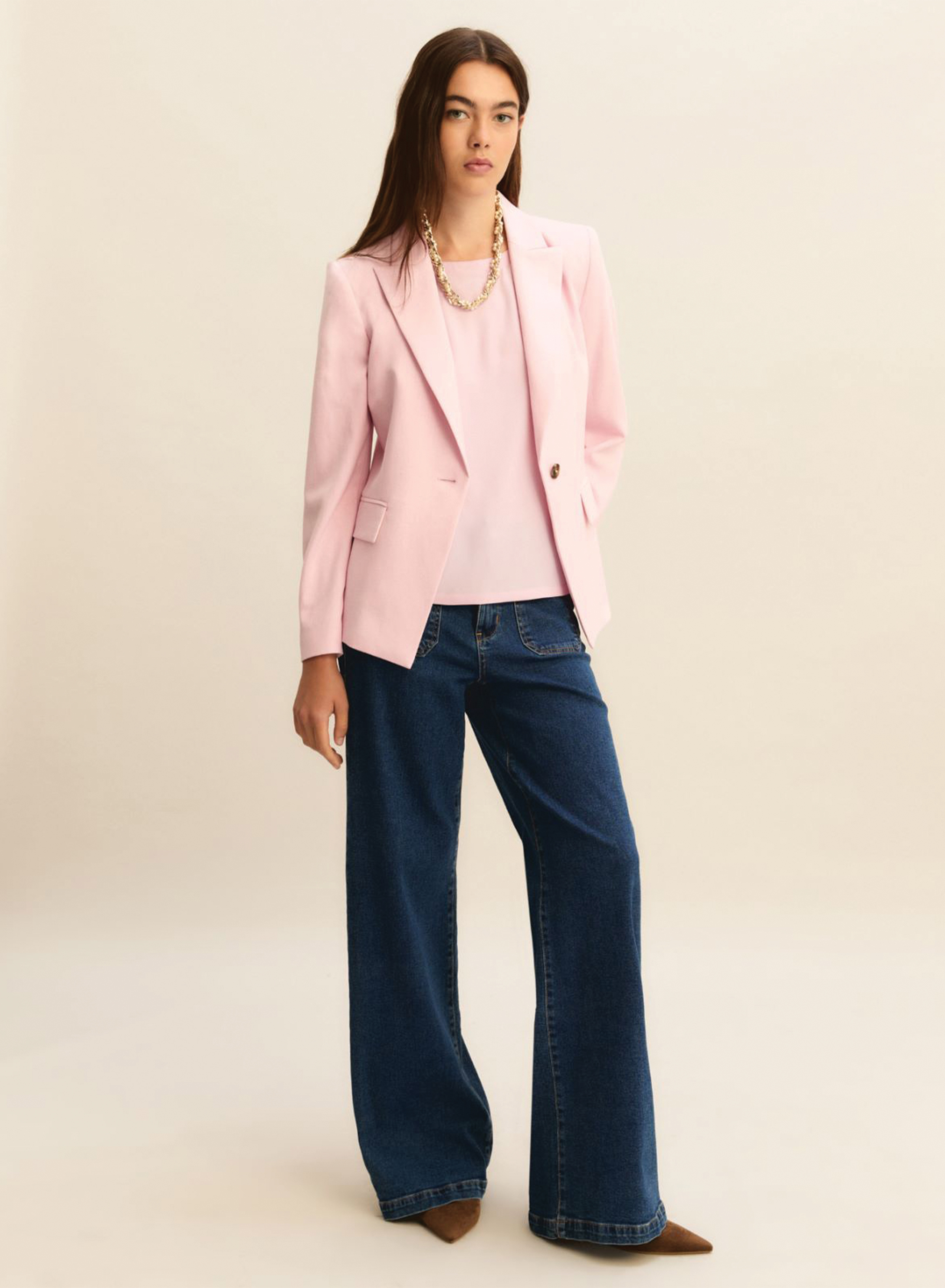 Navy Blue Παντελόνι καμπάνα με τσέπες μπροστά Emme Marella - 0