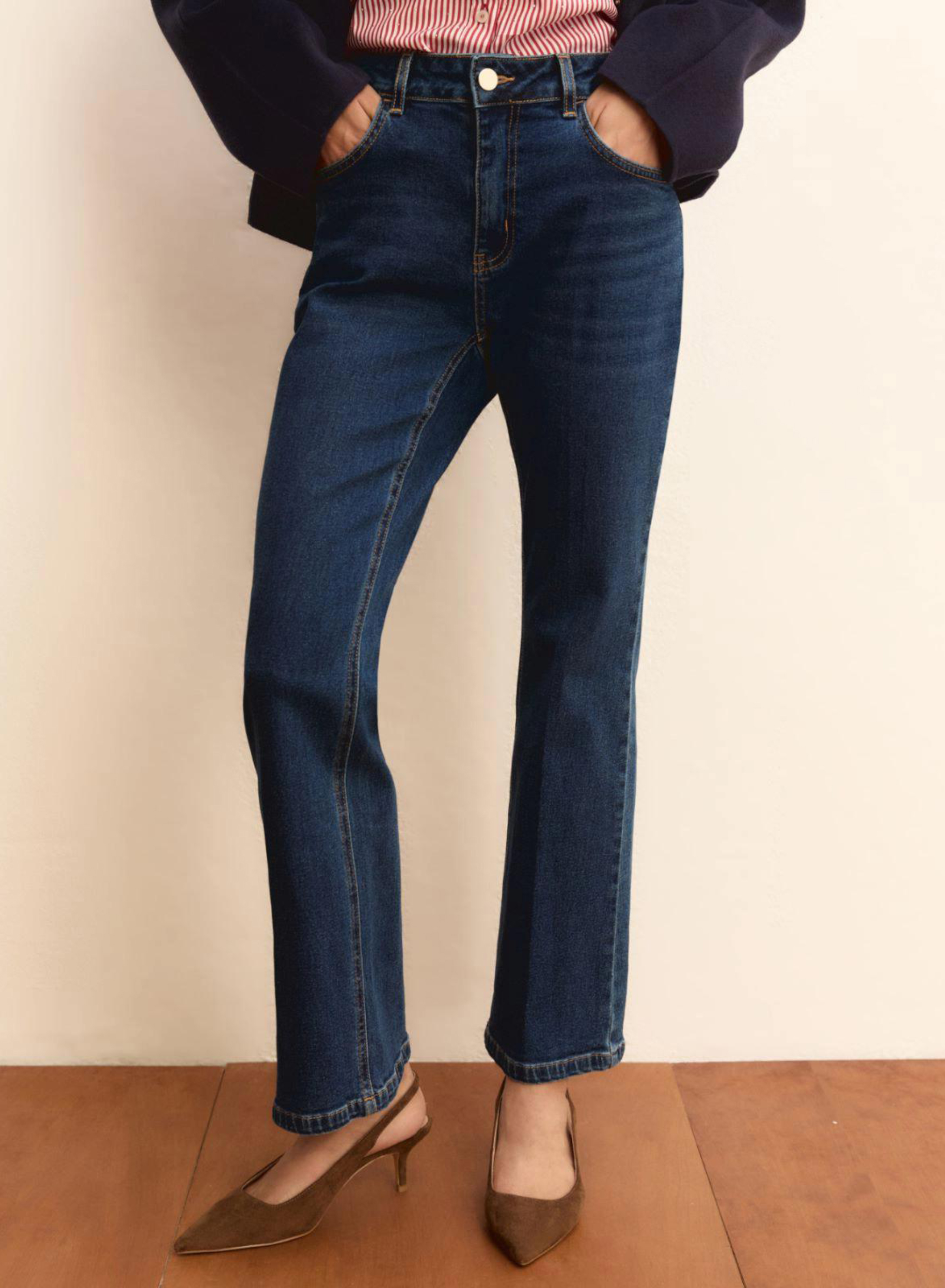 Navy Blue Παντελόνι Τζιν με μικρή καμπάνα Emme Marella - 2