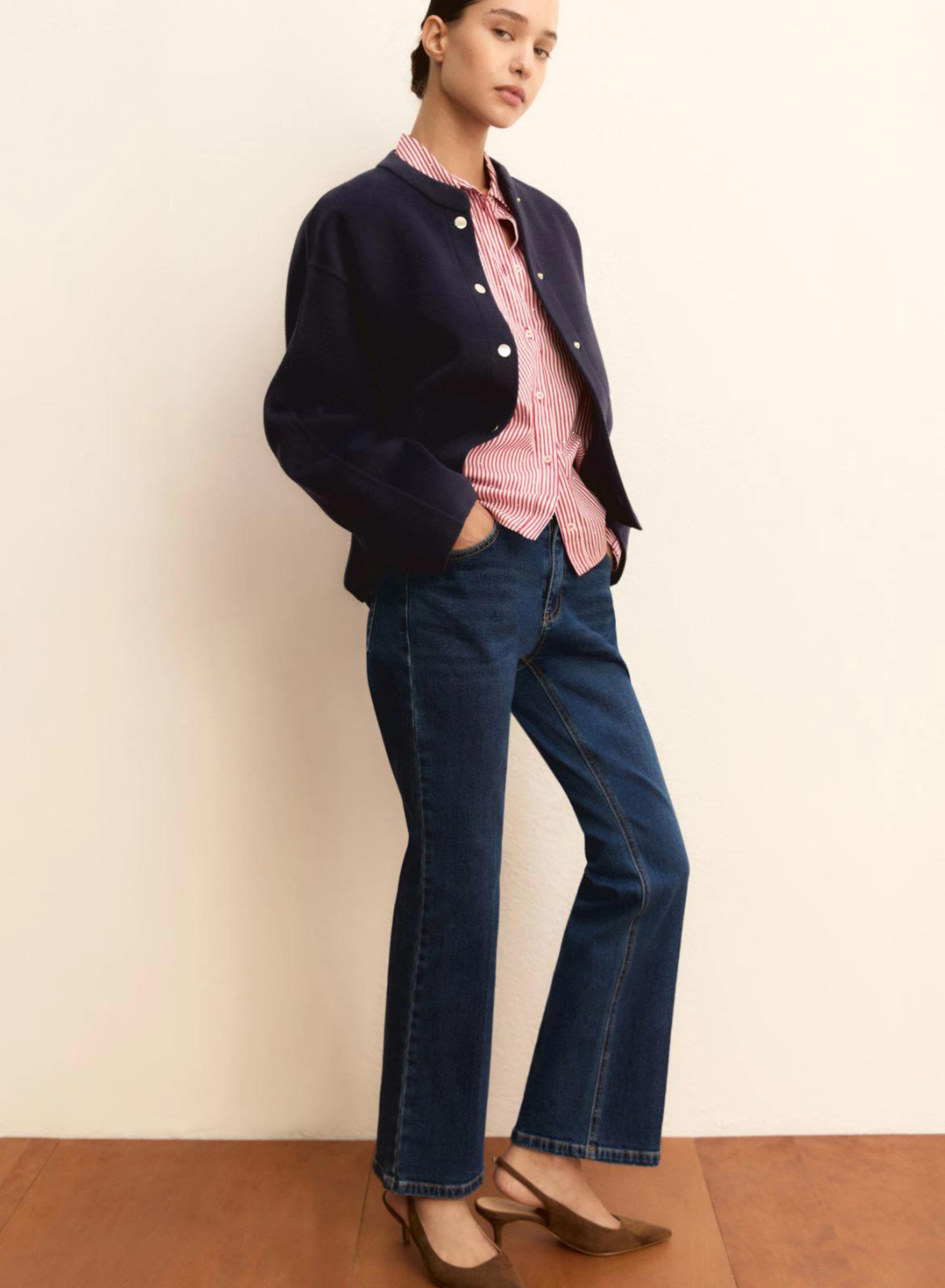 Navy Blue Παντελόνι Τζιν με μικρή καμπάνα Emme Marella - 3