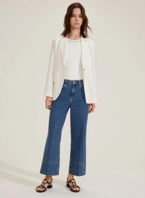 Μπλε Τζιν παντελόνι cropped σε ίσια γραμμή Emme Marella - 40309