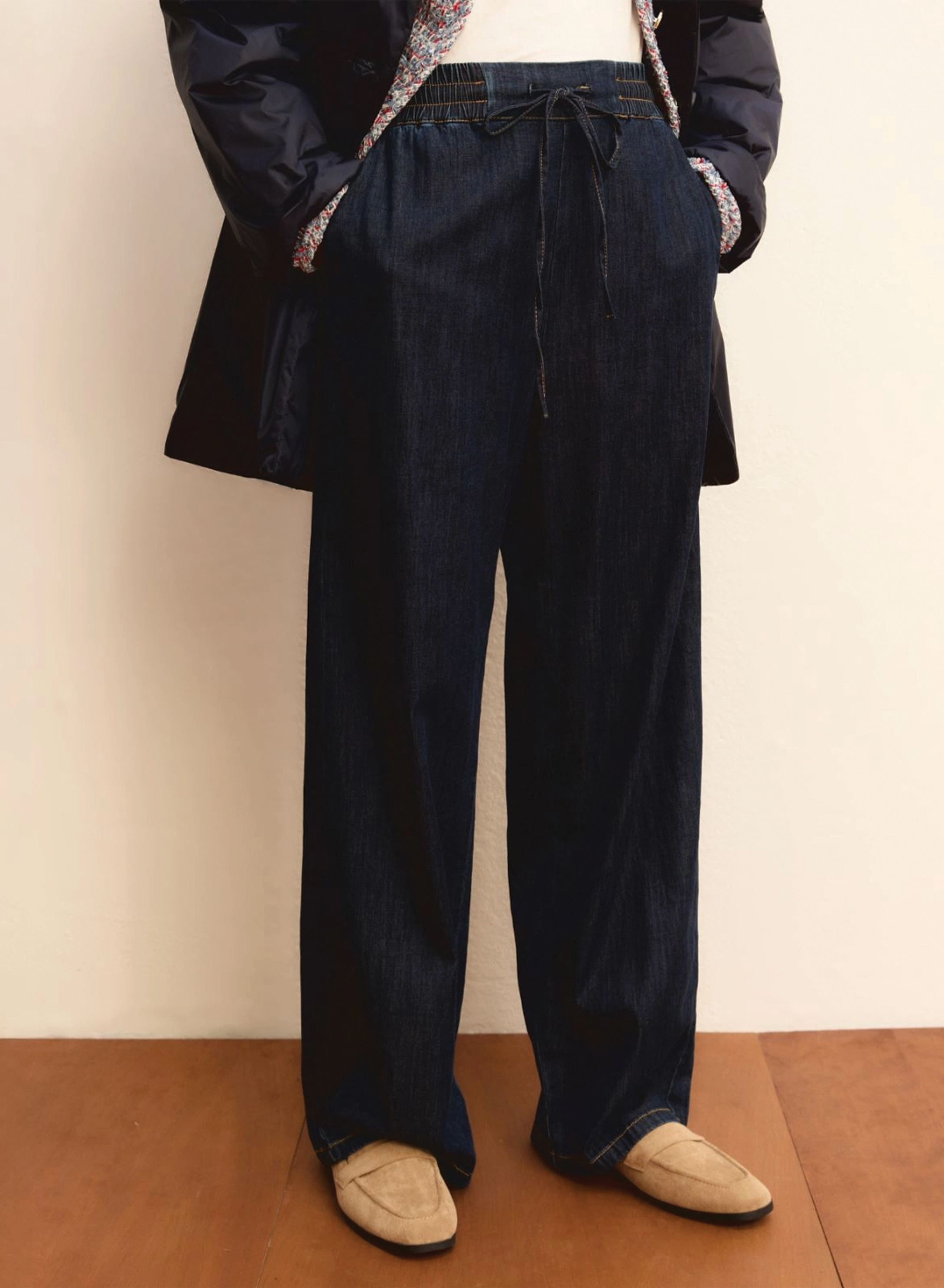 Blue Denim Trousers with drawstrind and elasticated waistband Emme Marella - 3